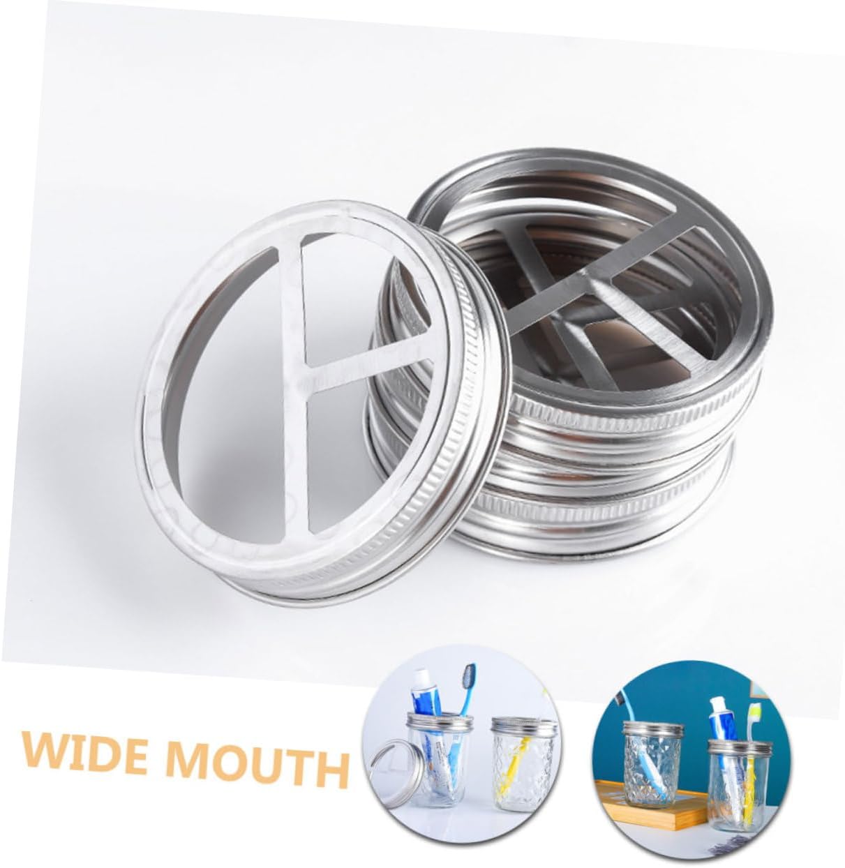 5 Pcs Metal Jar Lid for Toothbrush and Toothpaste Storage