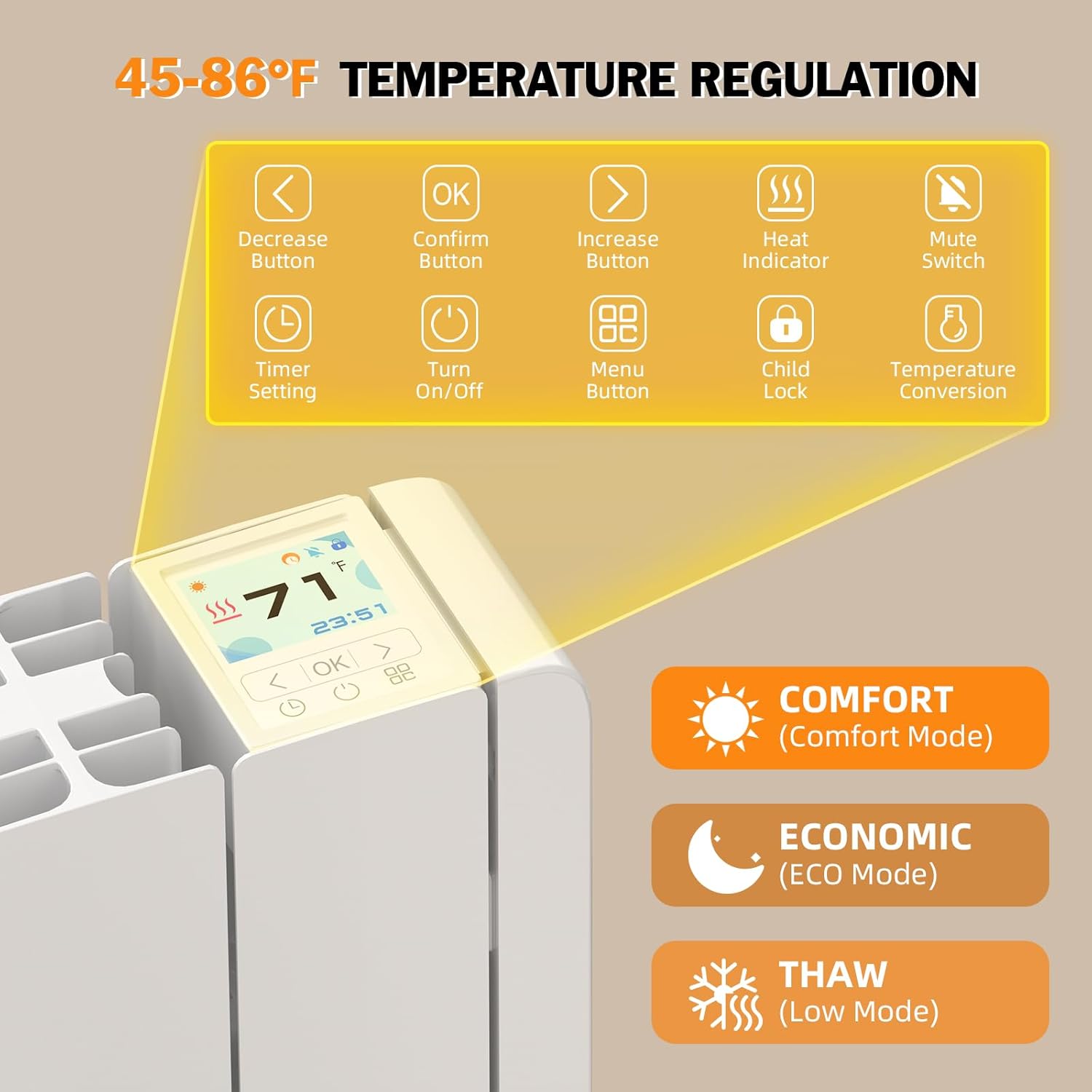 Eueiriup 1100W Electric Wall Heater with LED Display 1