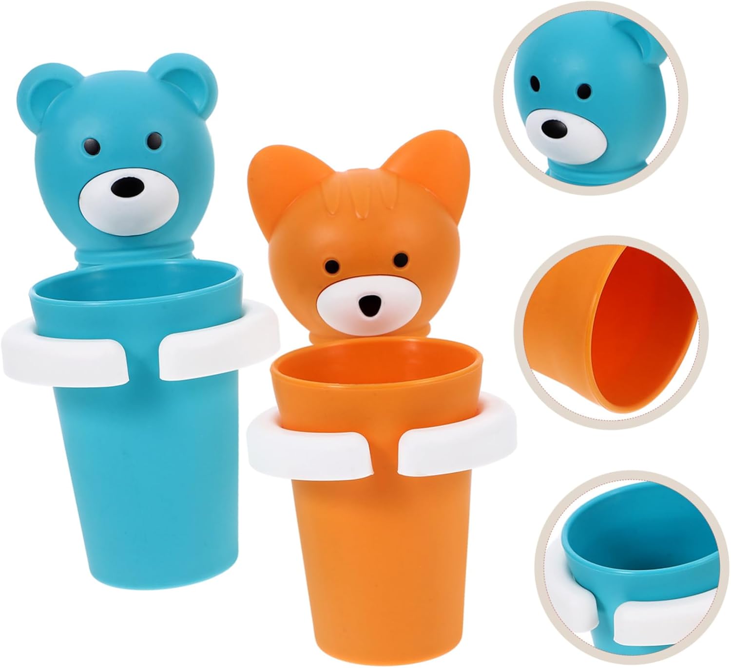 PRETYZOOM 2 Sets Cartoon Toothbrush Holder Cup Rack