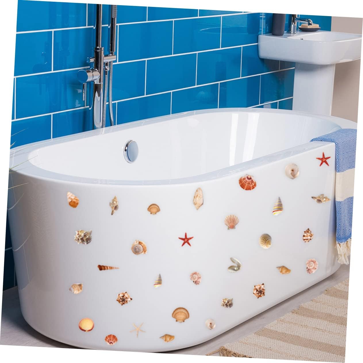 Cabilock 6-Sheet Anti-Slip Seashell Bathtub Decals