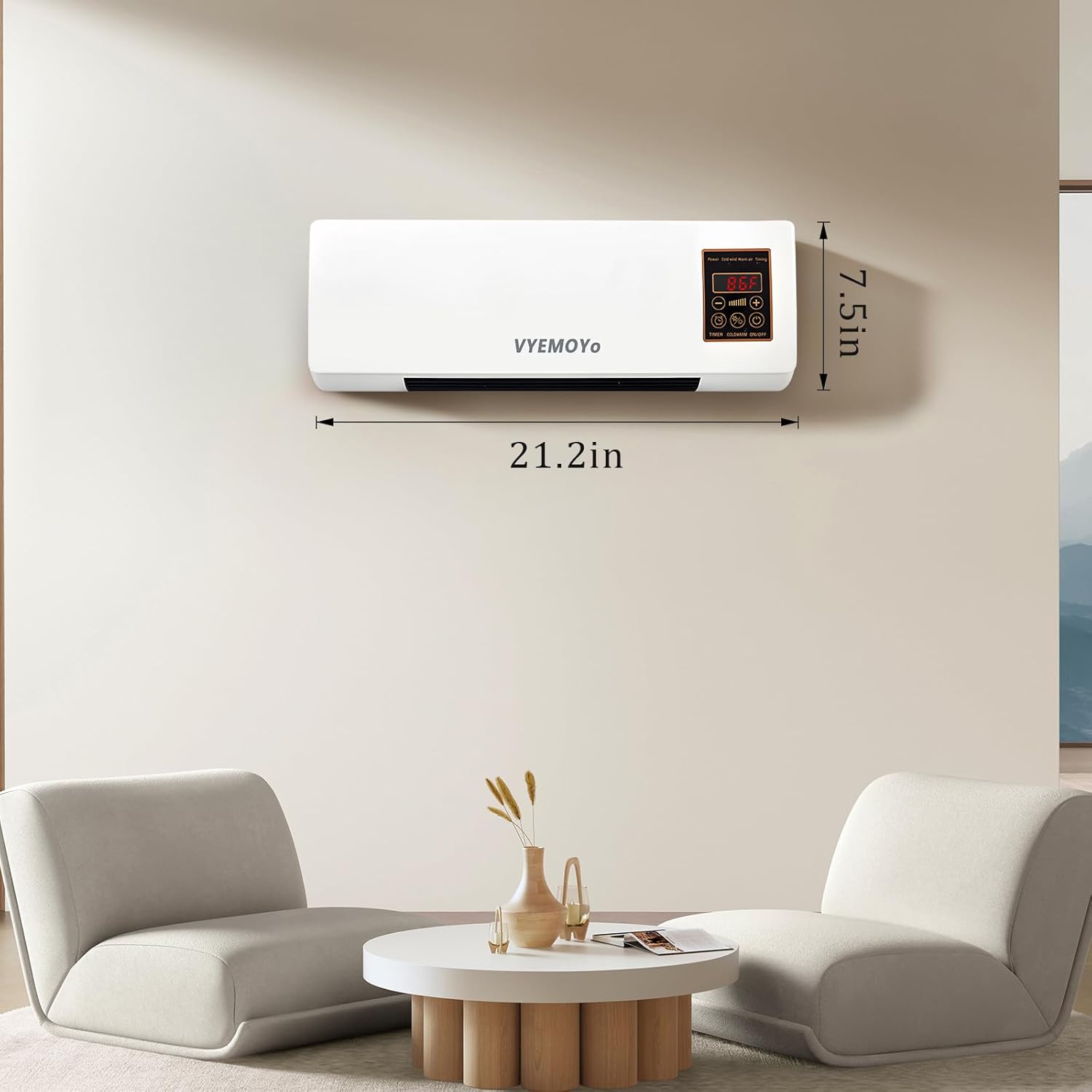 VYEMOYo Wall Heater with 1400W Fast Heating and 6H Timer
