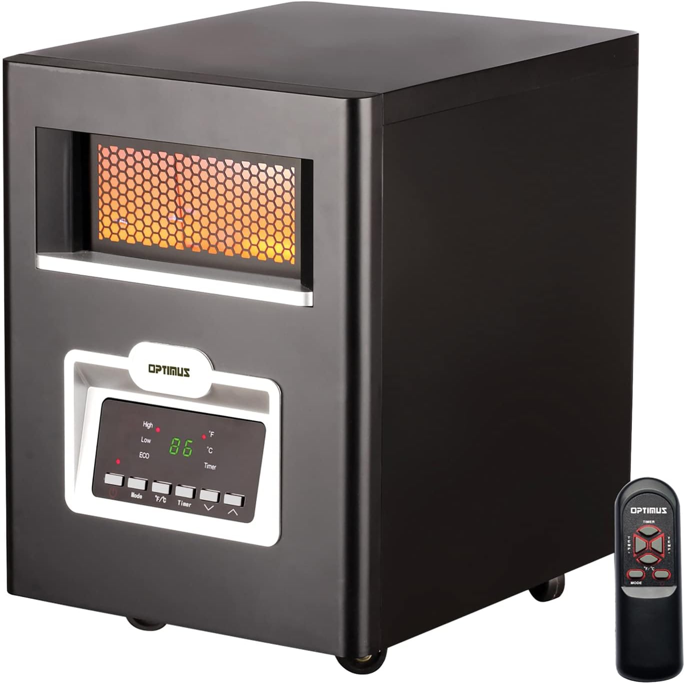 Optimus Infrared Quartz Heater with Remote and LED Display