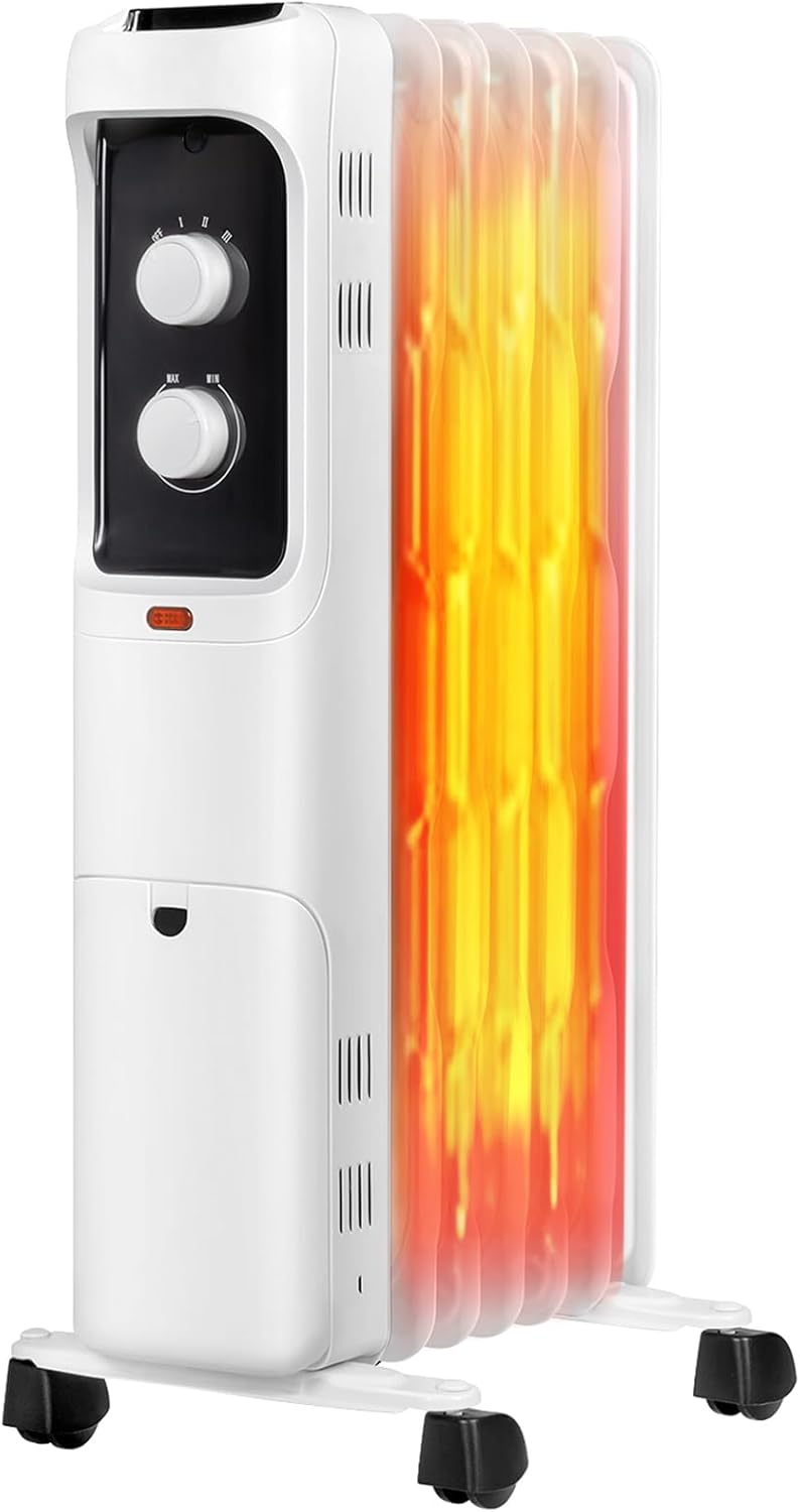 KOTEK Oil Filled Radiator Heater 1500W with Adjustable Thermostat