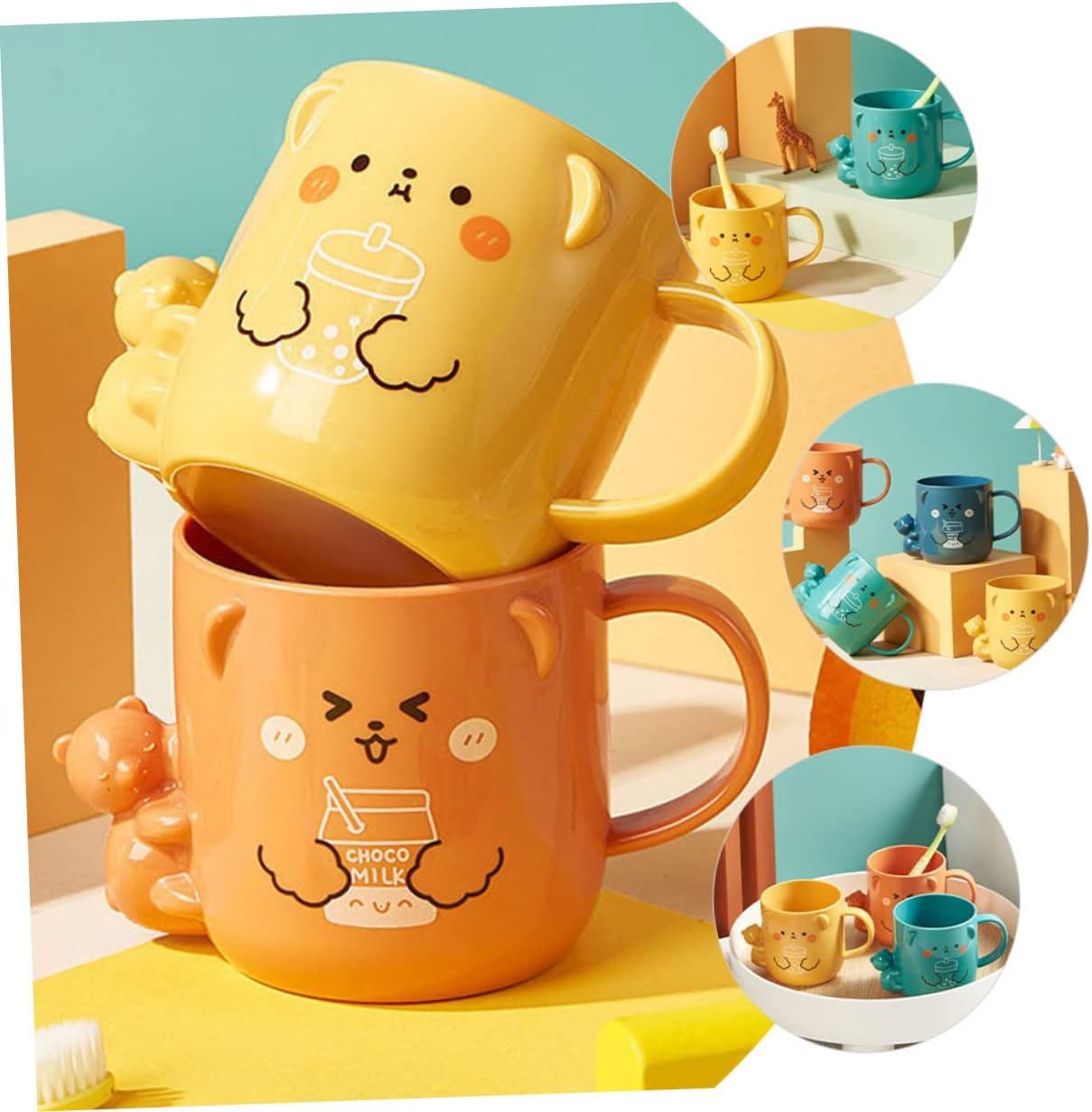 Luxshiny Cartoon Mouthwash Cup Set for Kids