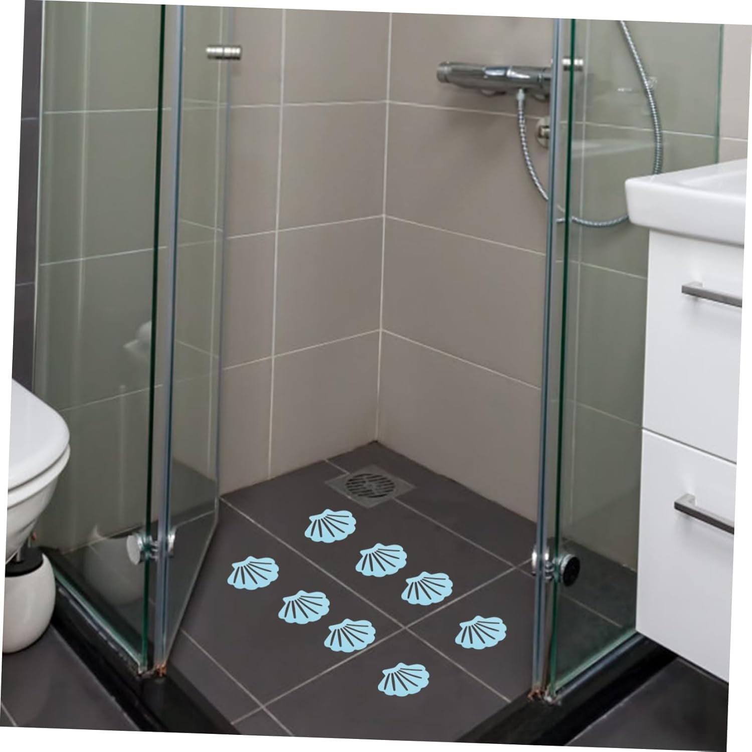 FOYTOKI 12Pcs Shell Shaped Non-Slip Shower Stickers