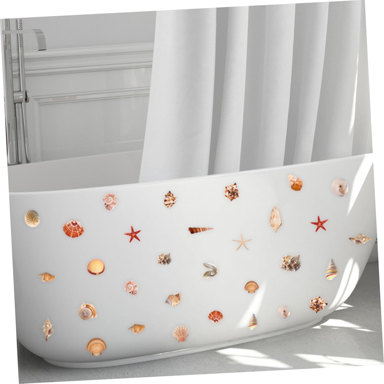 Cabilock 6-Sheet Anti-Slip Seashell Bathtub Decals