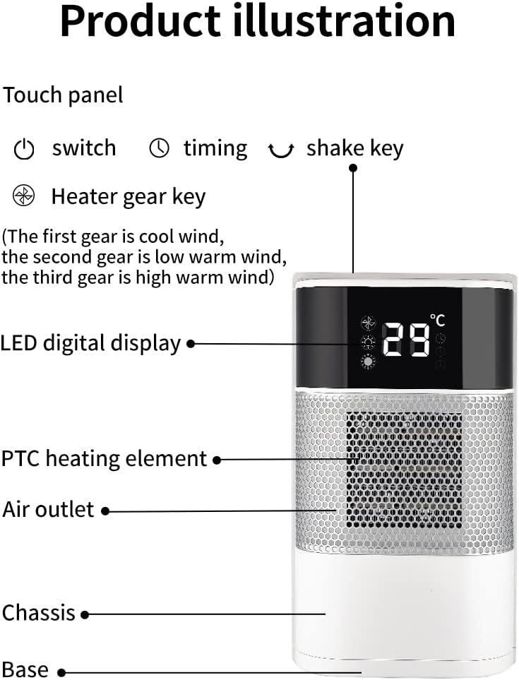 Laviniar 1000W PTC Ceramic Space Heater with Remote Control