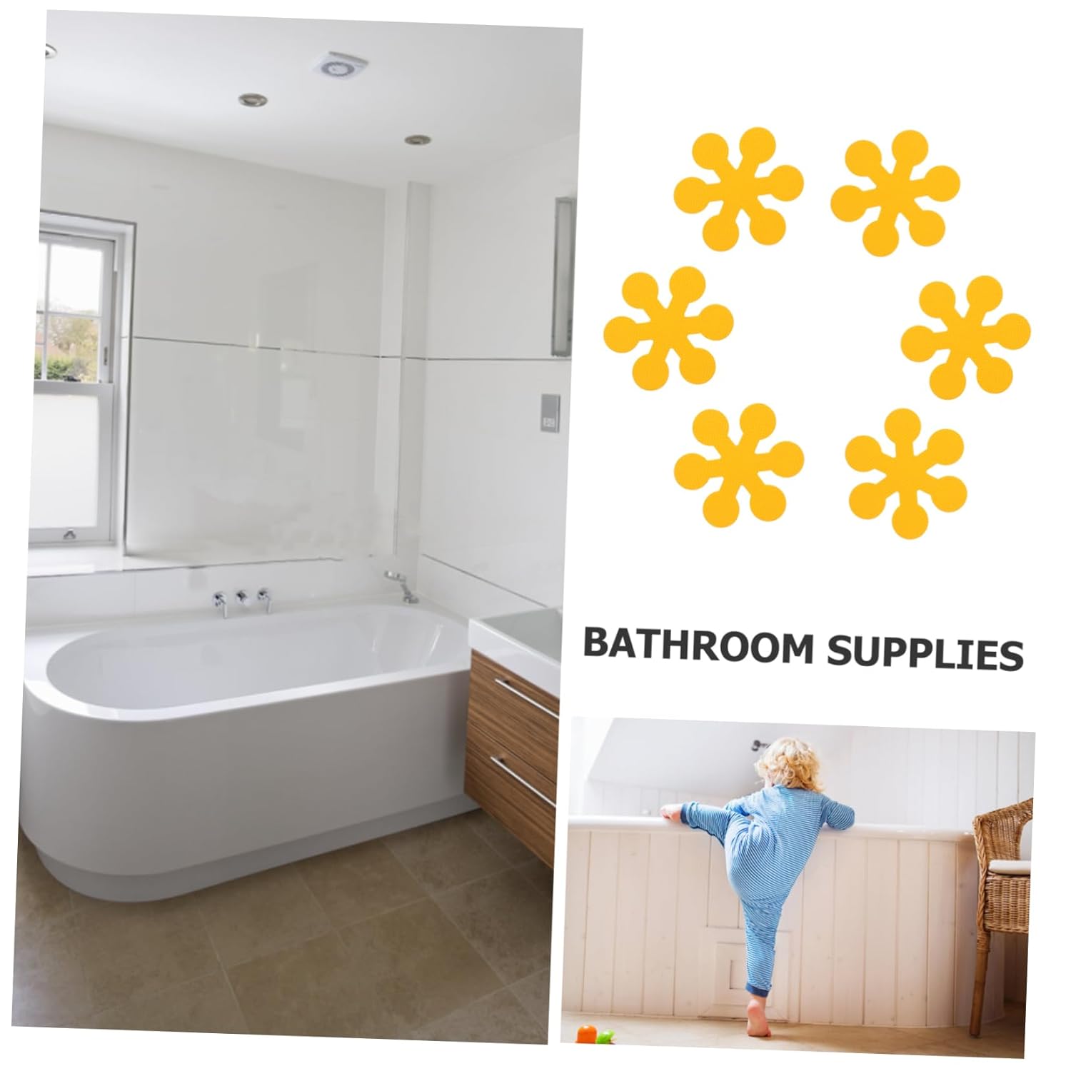 SECFOU Non-Slip Bathtub Stickers 6 Pack Snowflake Design
