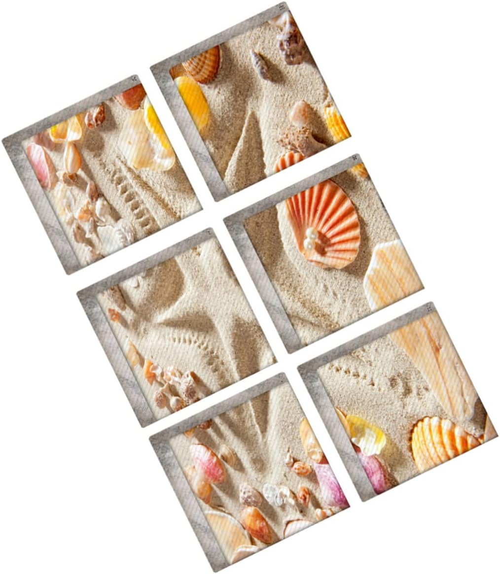 Veemoon 6pcs Beach Pattern Non-Slip Bath Treads