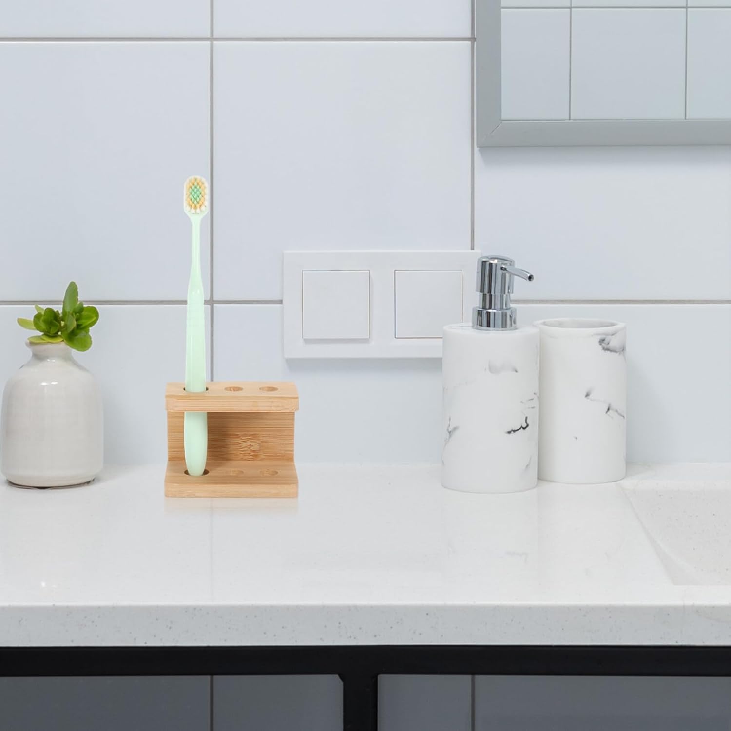 Alipis Bamboo Toothbrush Holder Pen Display Stand