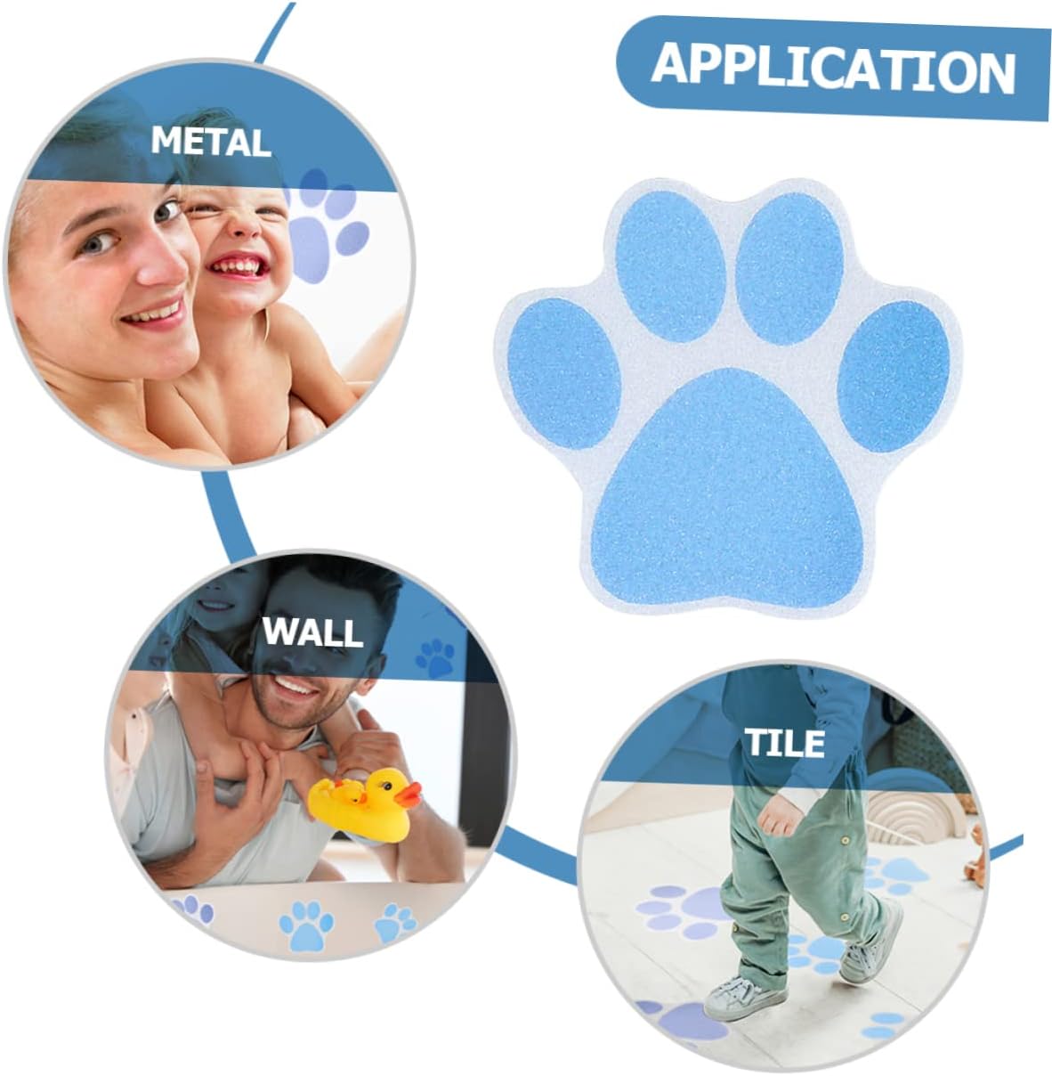 10pcs Cartoon Paw Waterproof Bathtub Decals for Kids