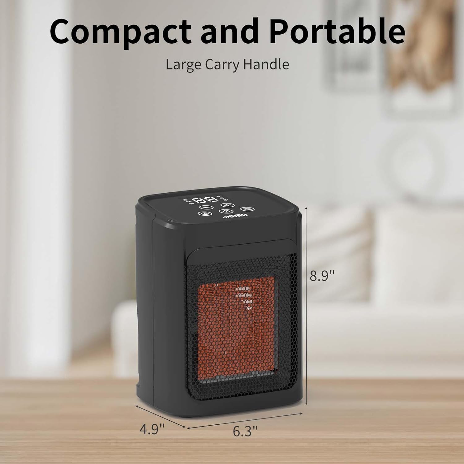 JNDRO 1500W750W Quiet Ceramic Space Heater with Fan Adjustable Thermostat