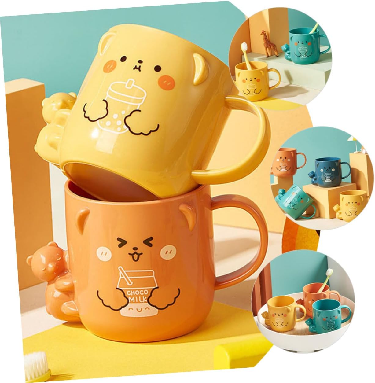 2Pcs Cute Cartoon Mouthwash Cups