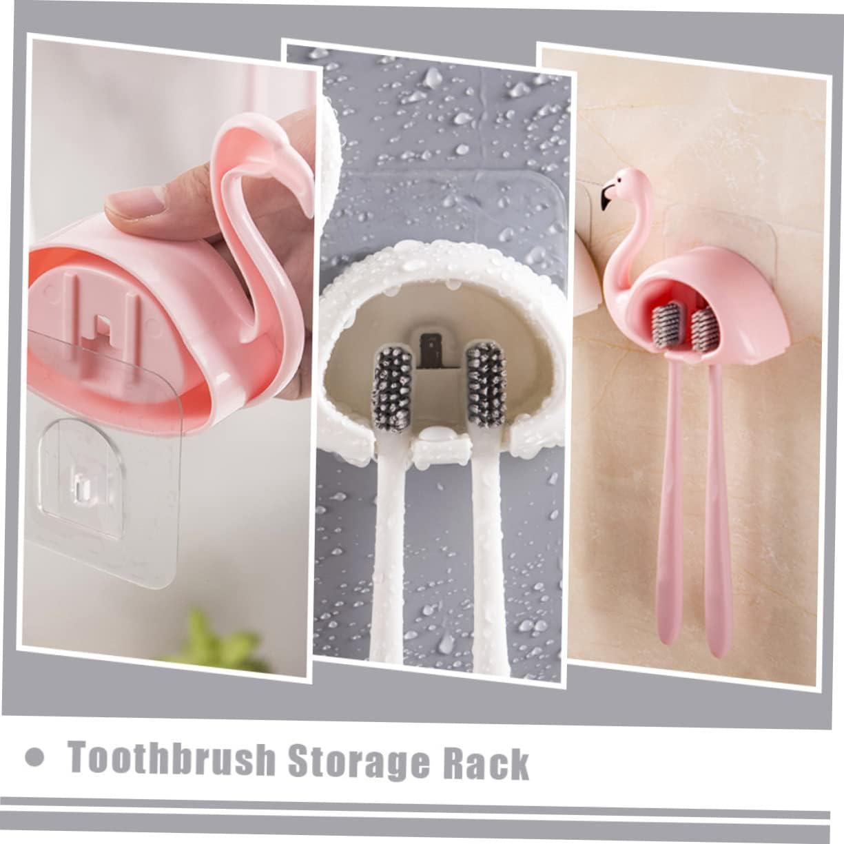Veemoon Wall-Mounted Toothbrush Holder with Adhesive Base 1
