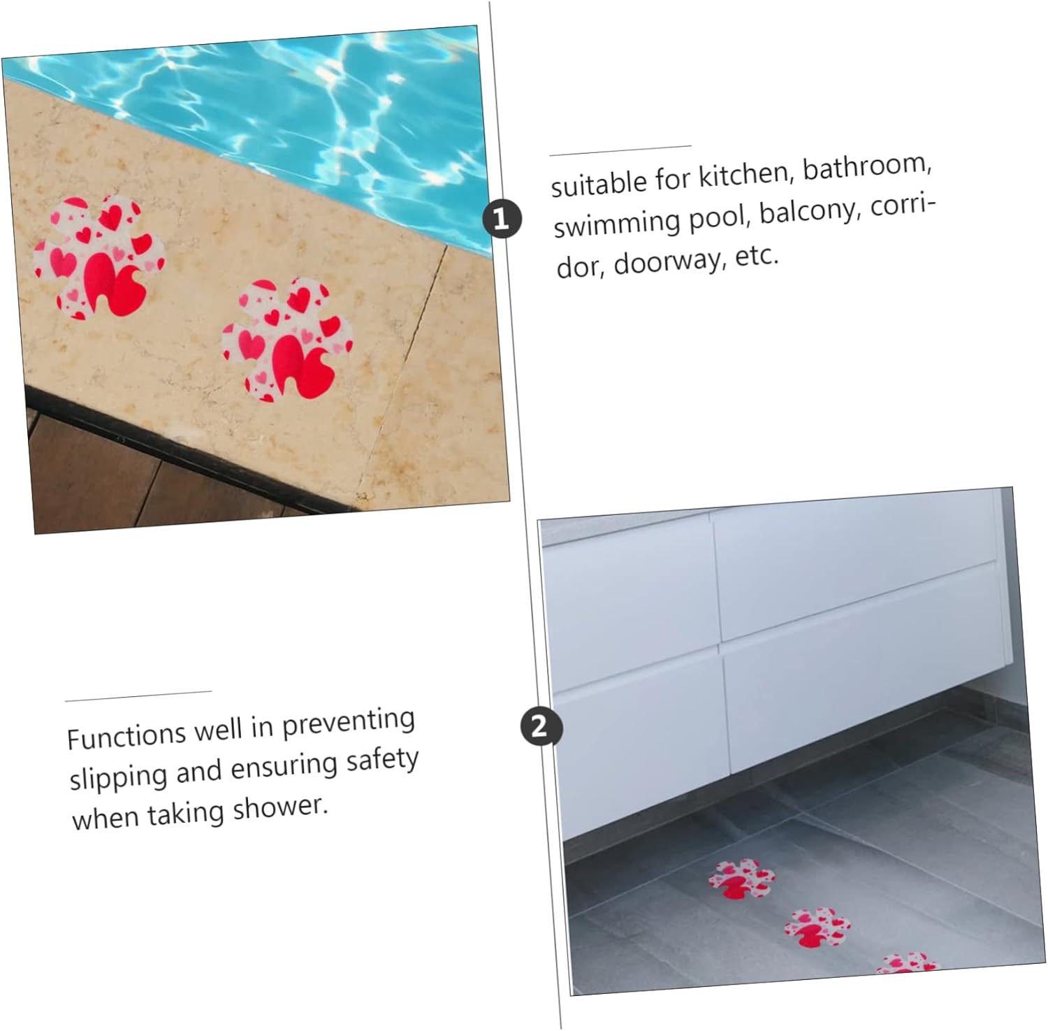 Cabilock 10pcs Non-Slip Bath Stickers for Bathtubs Showers Pools Stairs