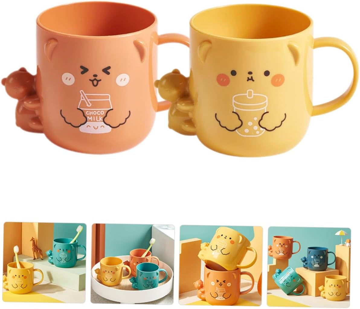 VALICLUD Cartoon Toothbrush Cup with Handle