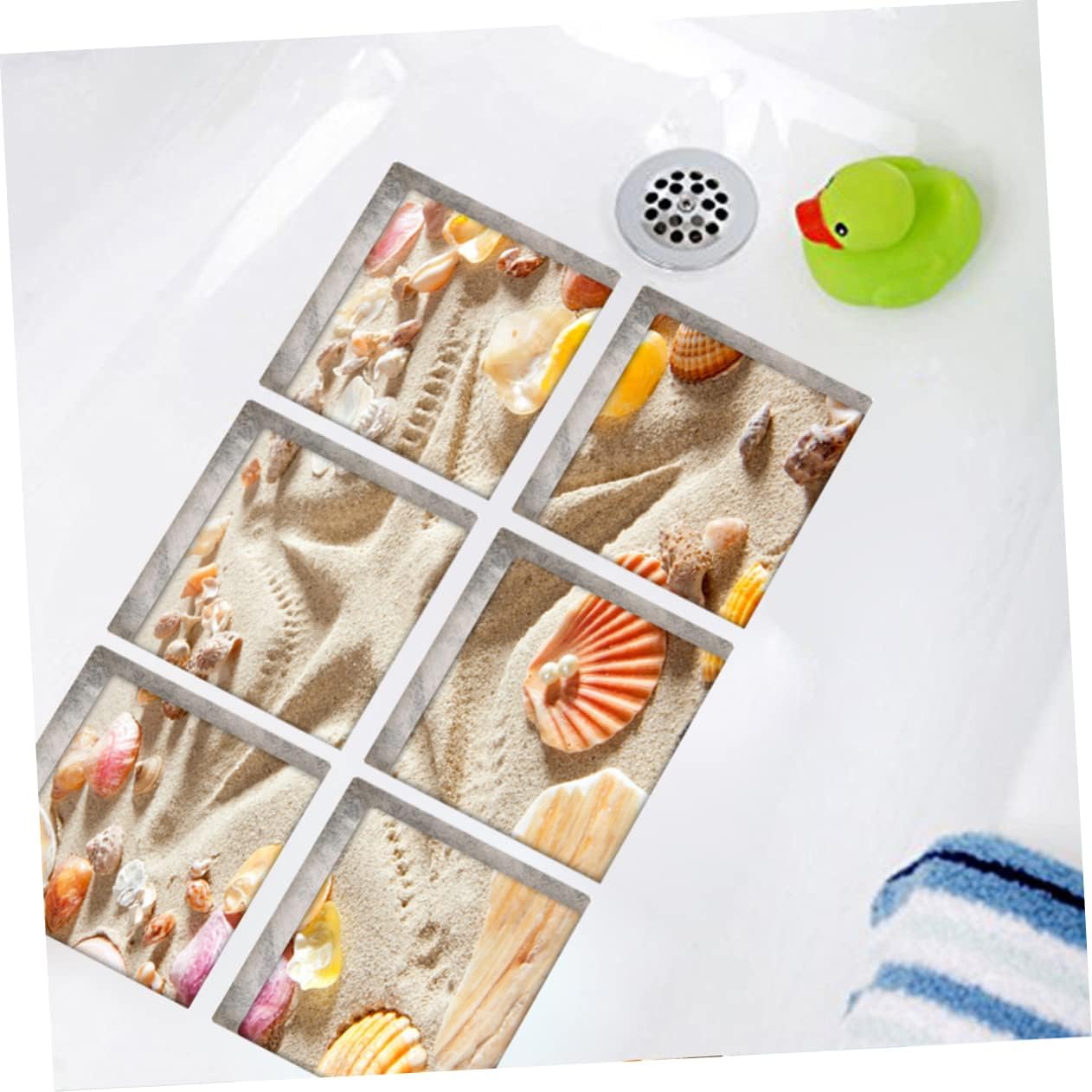 Veemoon 6pcs Beach Pattern Non-Slip Bath Treads