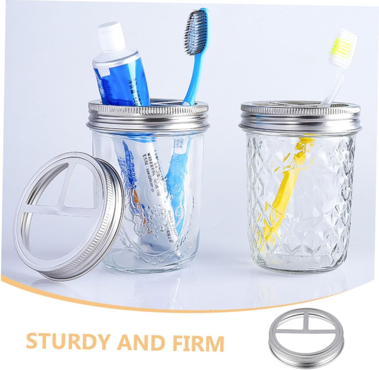 Ciieeo 5Pcs Stainless Steel Toothbrush Holder Jar Lids 1