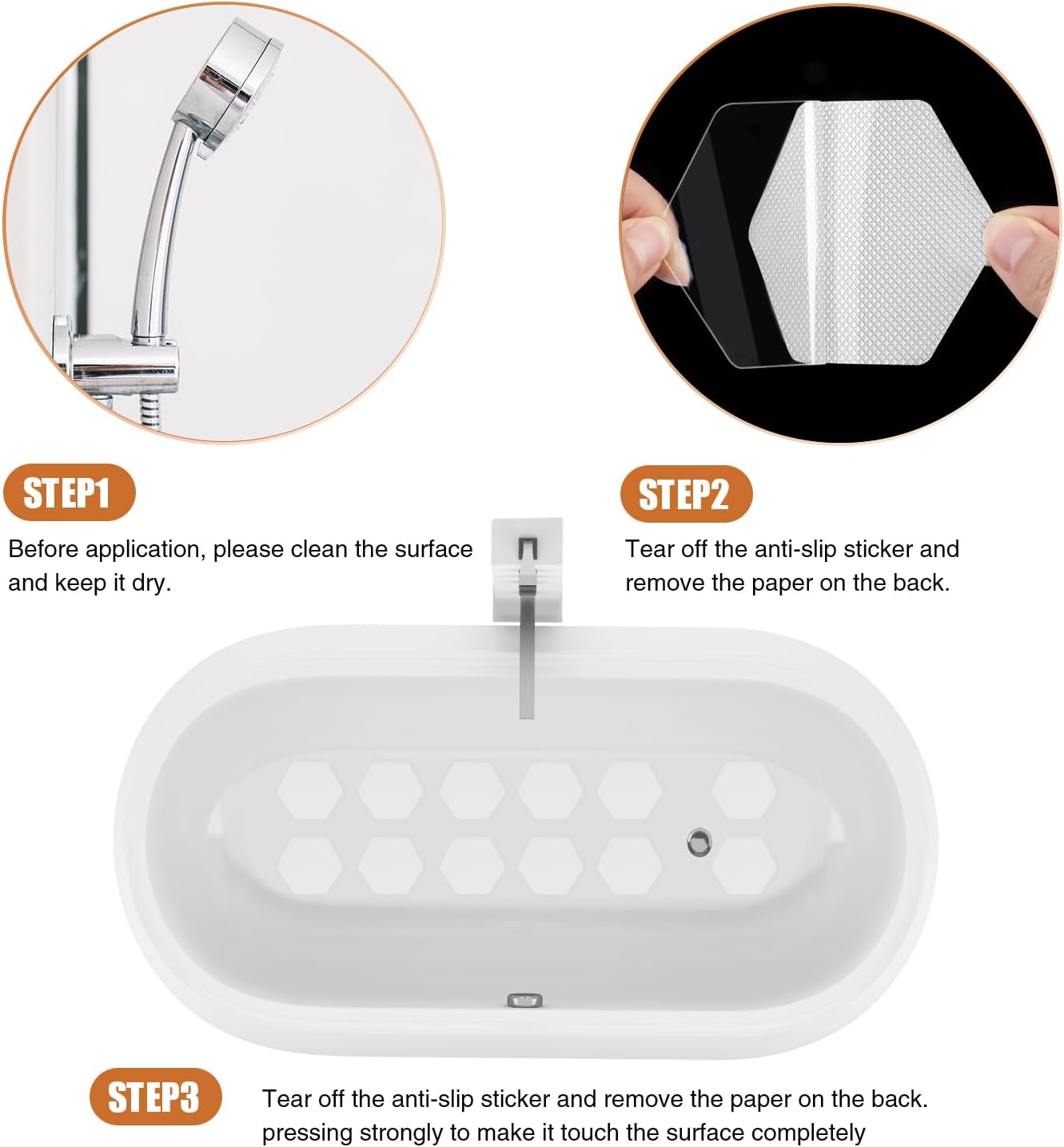 Secopad Bathtub Stickers Non-Slip 12 PCS Safety Treads