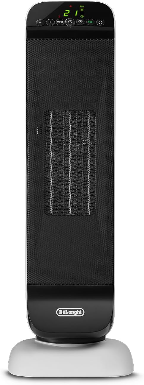 DeLonghi 1500W Ceramic Digital Tower Heater with Remote and ECO Function