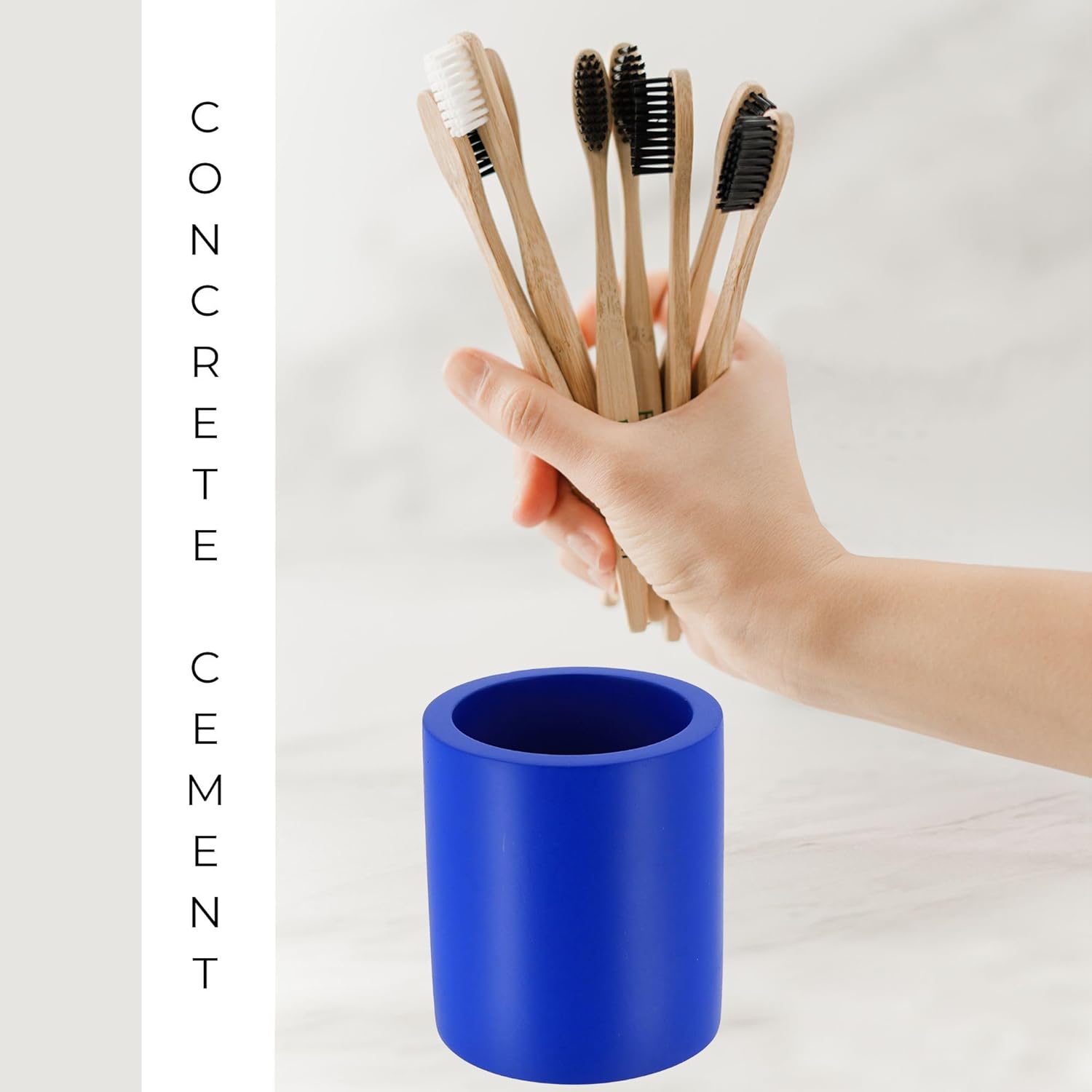 EVIDECO Concrete Toothbrush Holder in Majorelle Blue