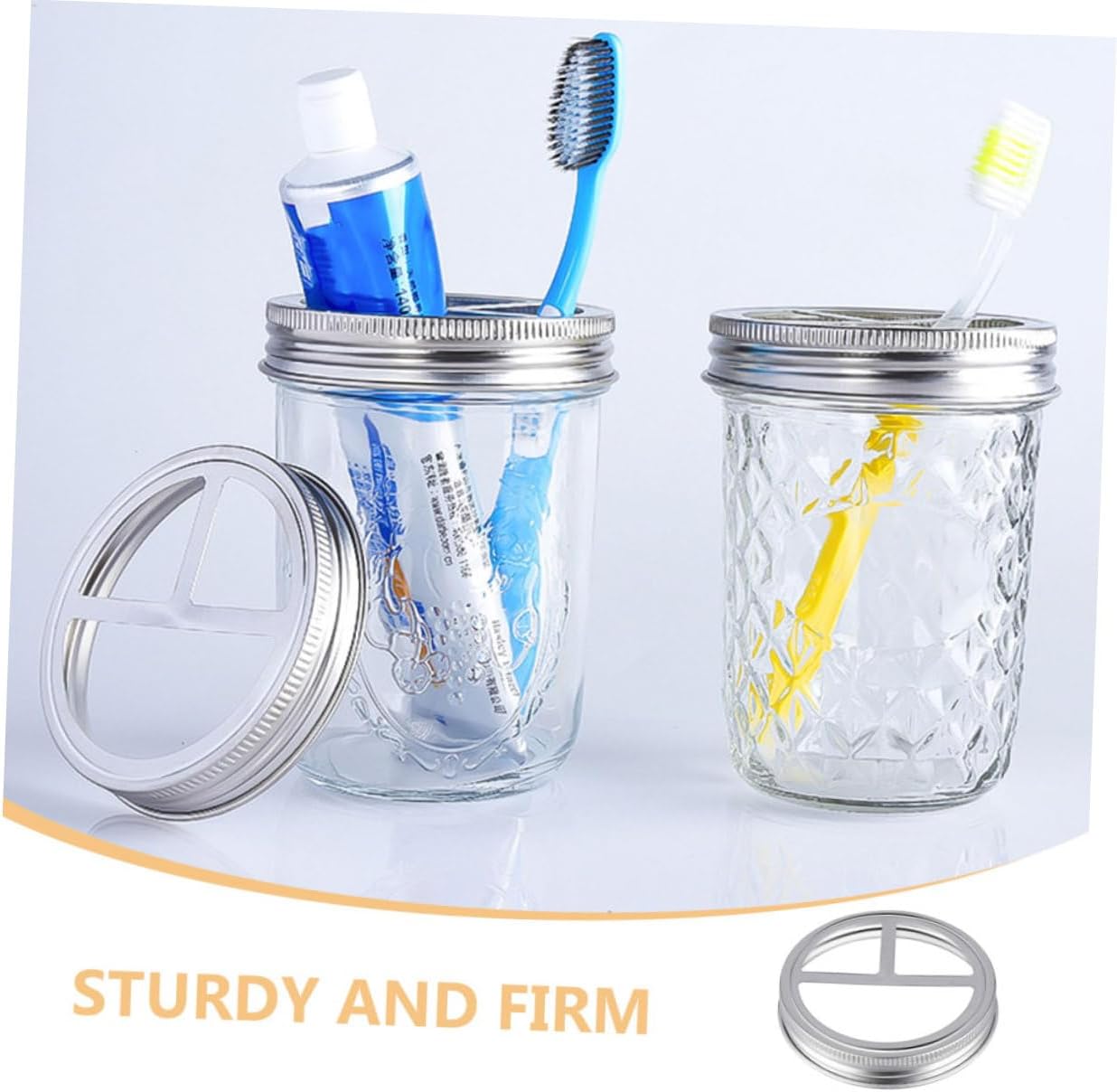 5 Pcs Metal Jar Lid for Toothbrush and Toothpaste Storage