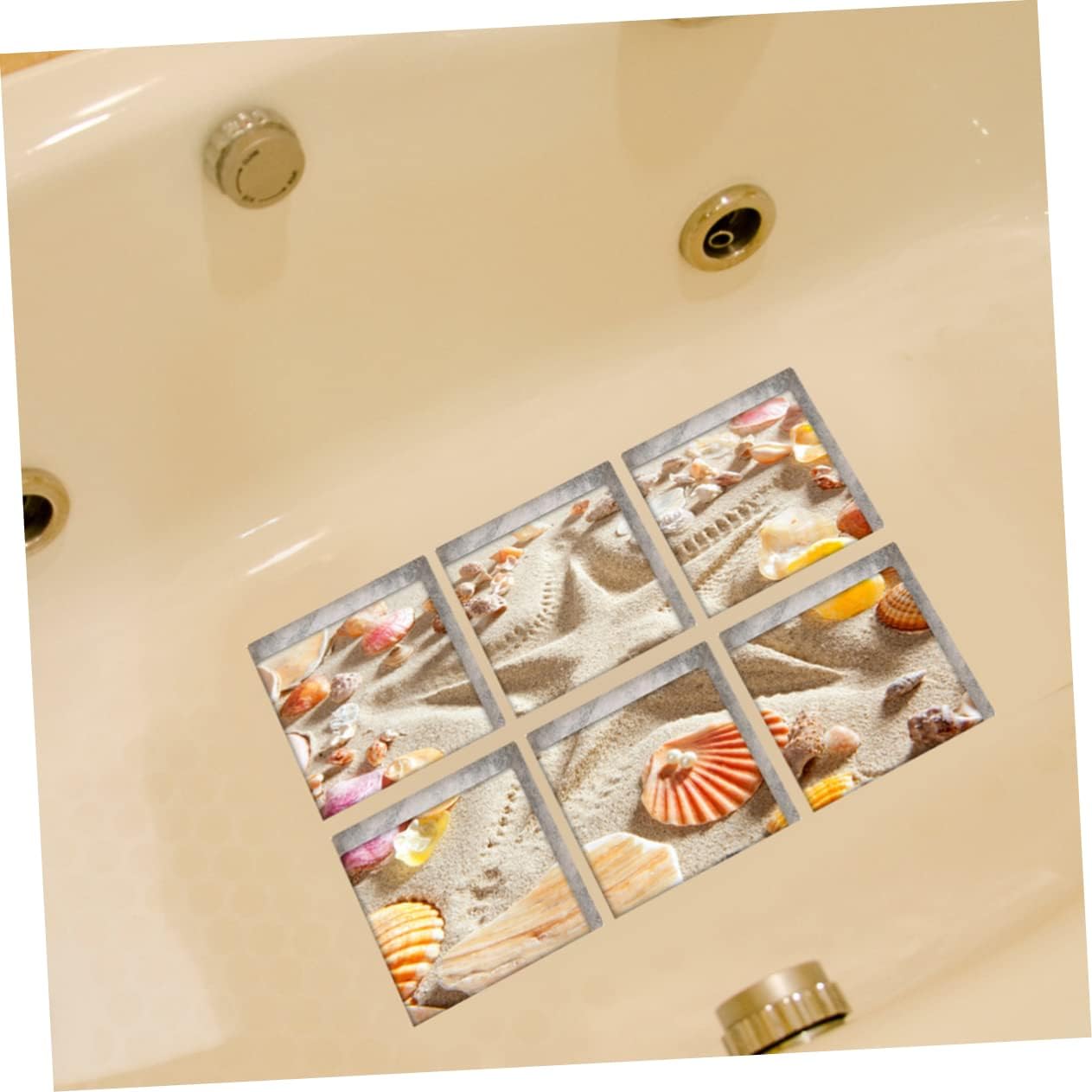 Veemoon 6pcs Beach Pattern Non-Slip Bath Treads