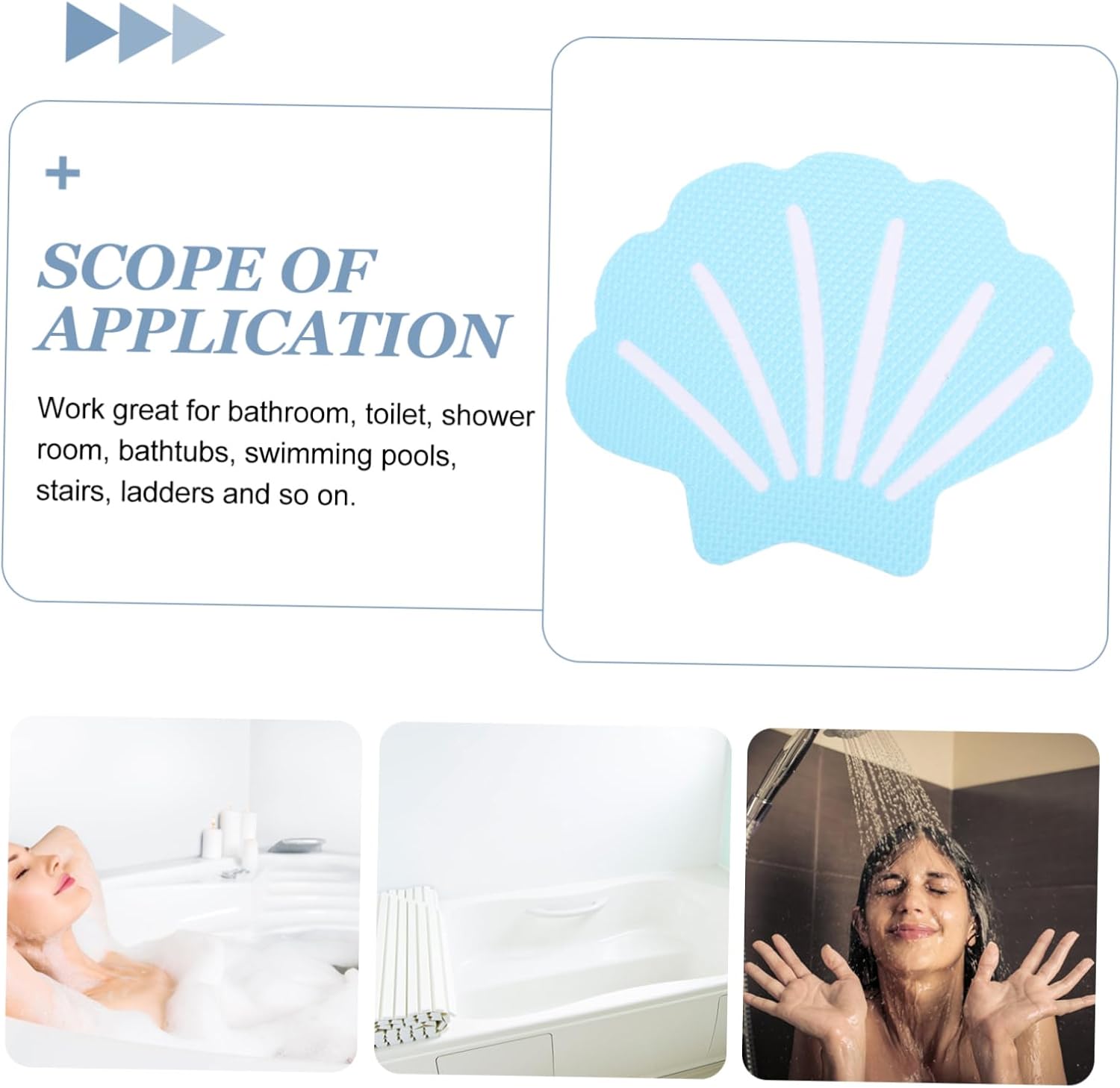 PRETYZOOM 12Pcs Shell Shape Non-Slip Bathroom Stickers