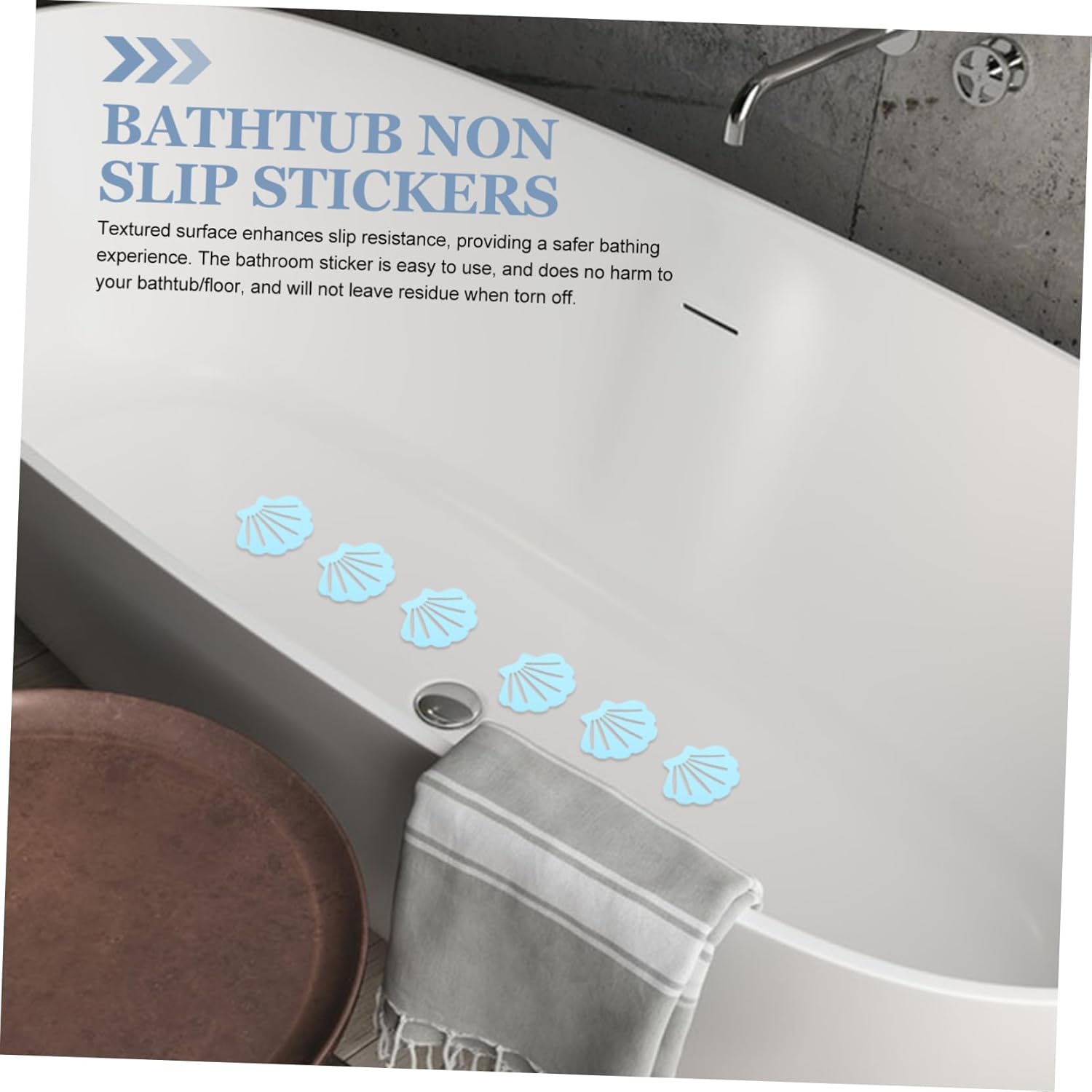 Zerodeko 12Pcs Shell Bath Stickers Non-Slip Decor