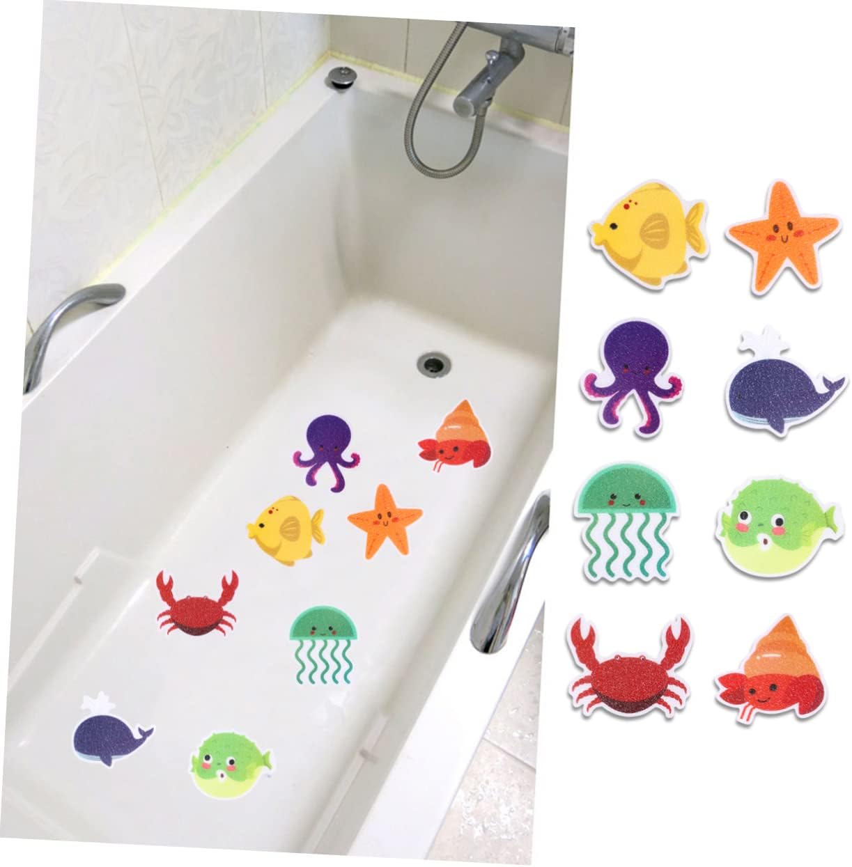 PRETYZOOM Cartoon Sea Creature Bathtub Stickers