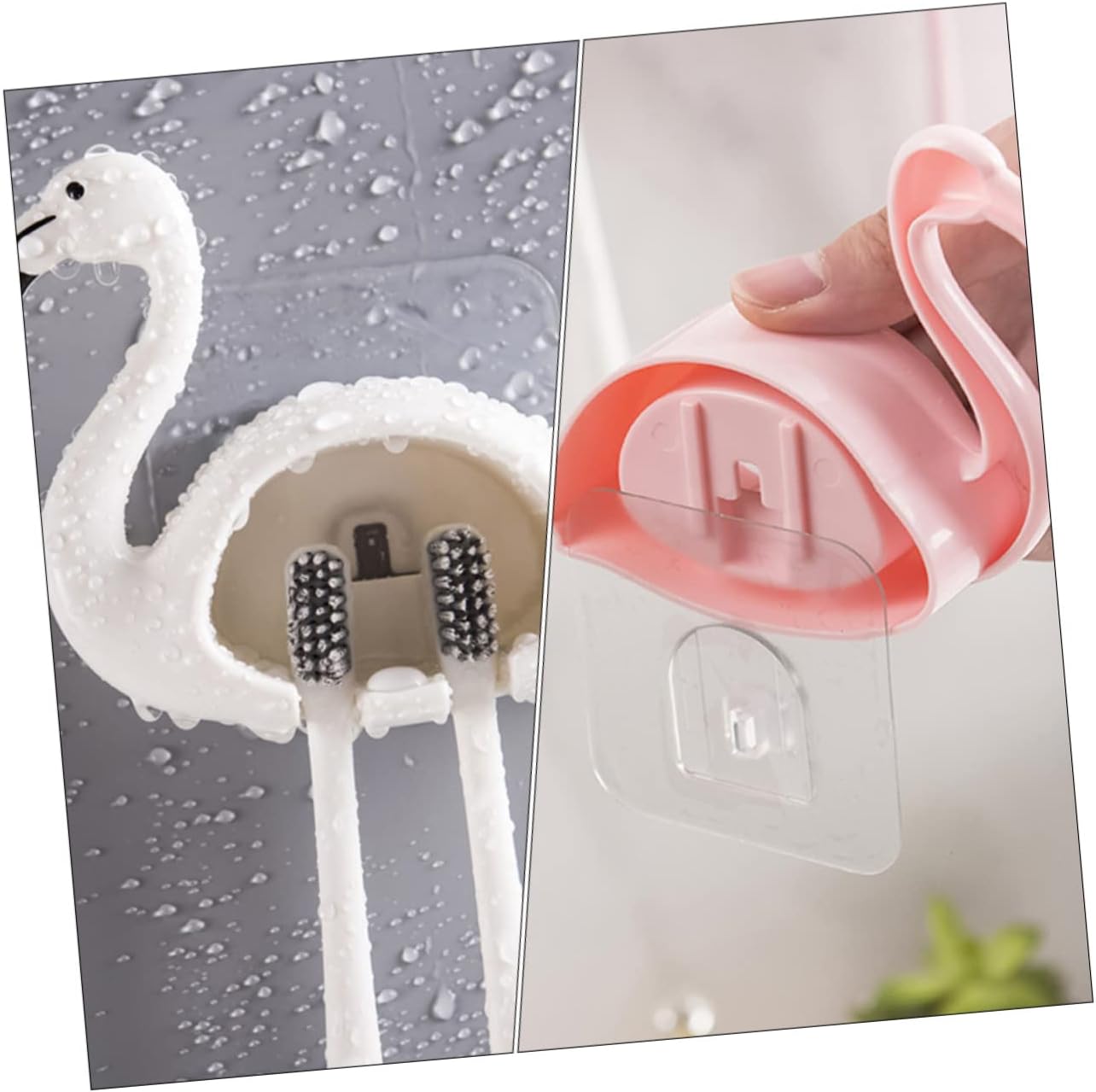 UTHCLO 2PC Suction Cup Toothbrush Holder Wall Mount Organizer 1