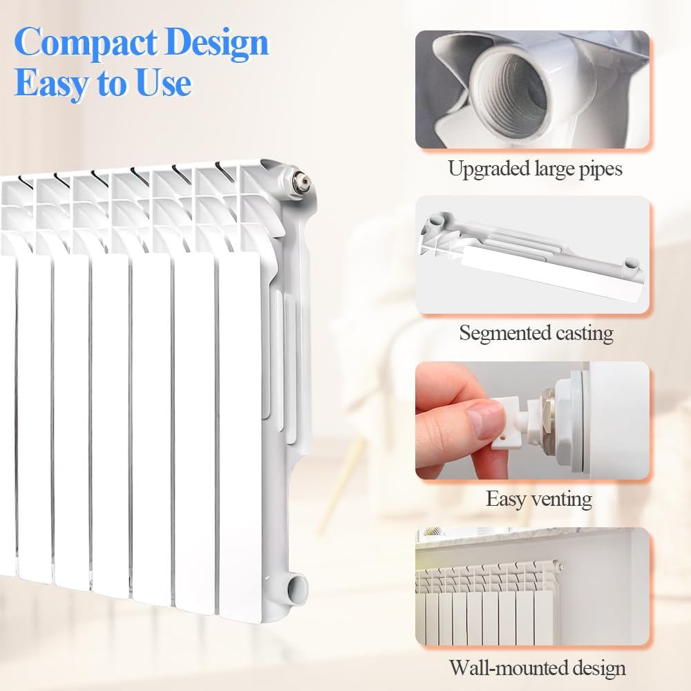 AB Wall-Mounted Radiator Heater with 6 Panels