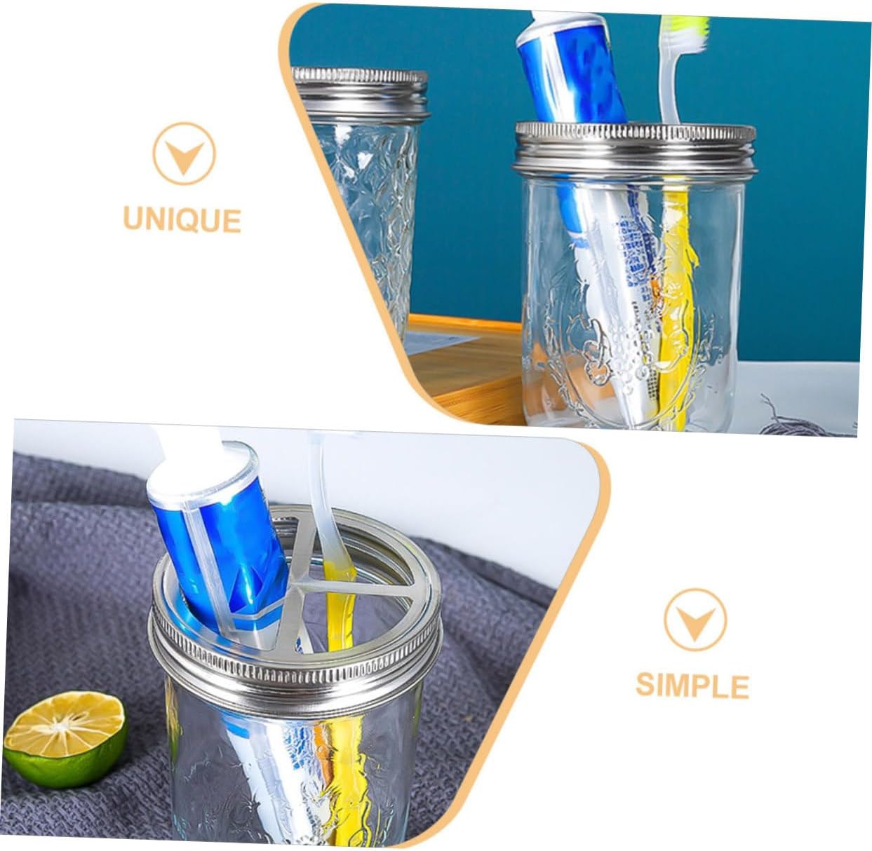 JECOMPRIS 5Pcs Wide Mouth Jar Lids for Bathroom Holders