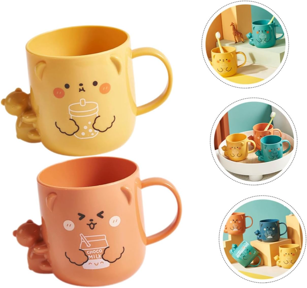 VALICLUD Cartoon Toothbrush Cup with Handle