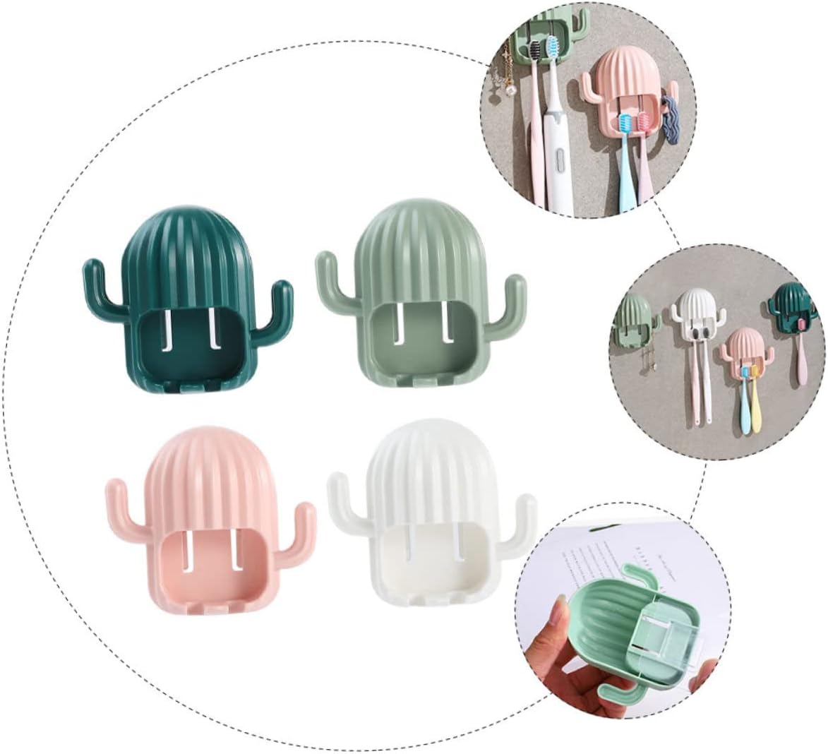 PRETYZOOM Cactus Toothbrush Holder Wall Mount