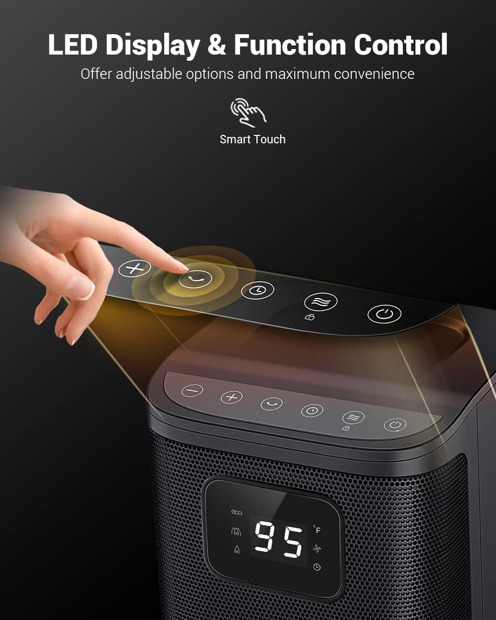 KopBeau 1500W Oscillating Heater with 3 Modes and 24H Timer