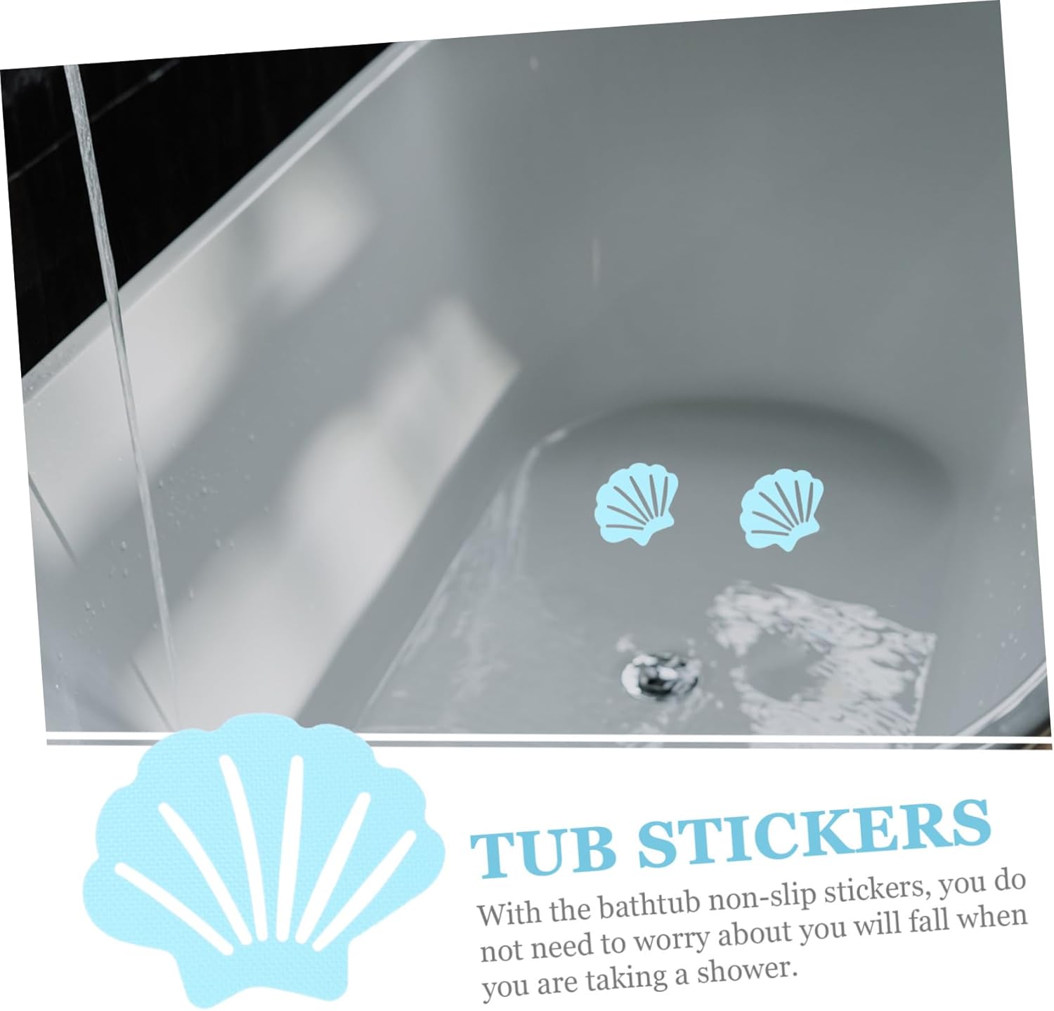 HAKIDZEL 30Pcs Shell Shaped Non-Slip Stickers for Bathtub Safety