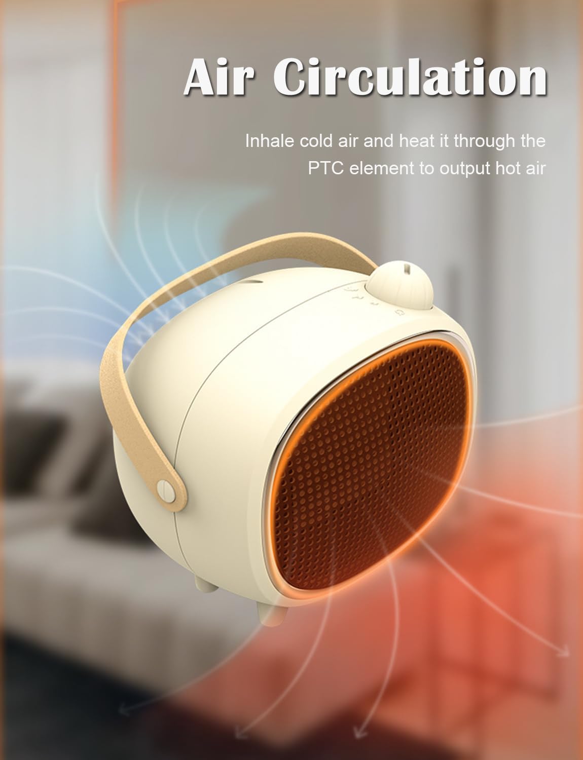 NamUla Fast Heating Desk Space Heater - Safe Quiet 500W1000W PTC Ceramic Fan