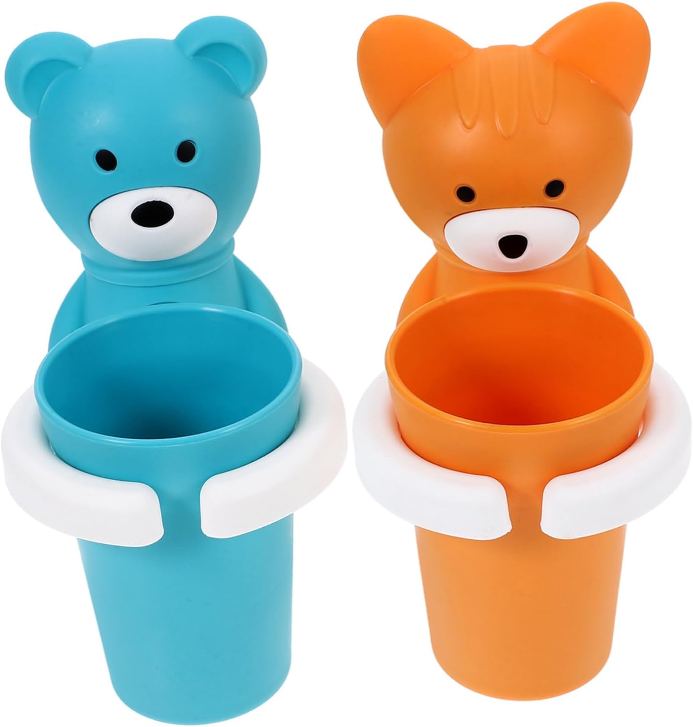 2sets Cartoon Toothbrush Cup Rack Wall Mounted Storage for Bathroom