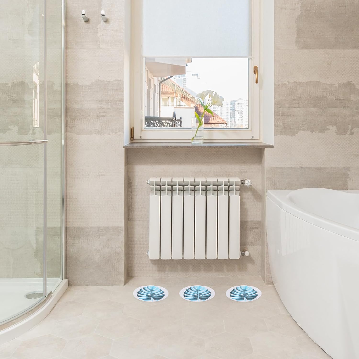 Ciieeo Non-Slip Bathtub Stickers with Green Leaf Design
