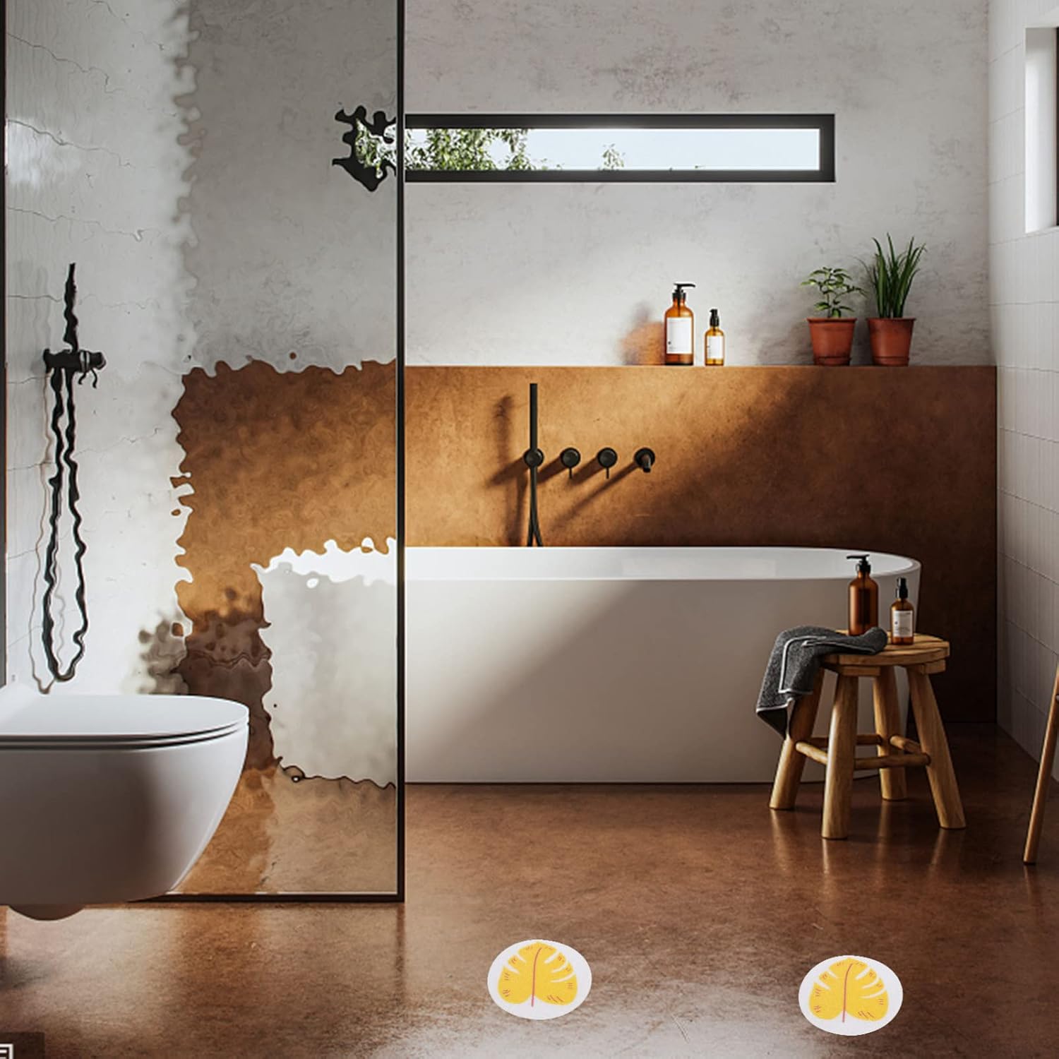 Zerodeko Leaf-shaped Anti-slip Bathtub Sticker Set