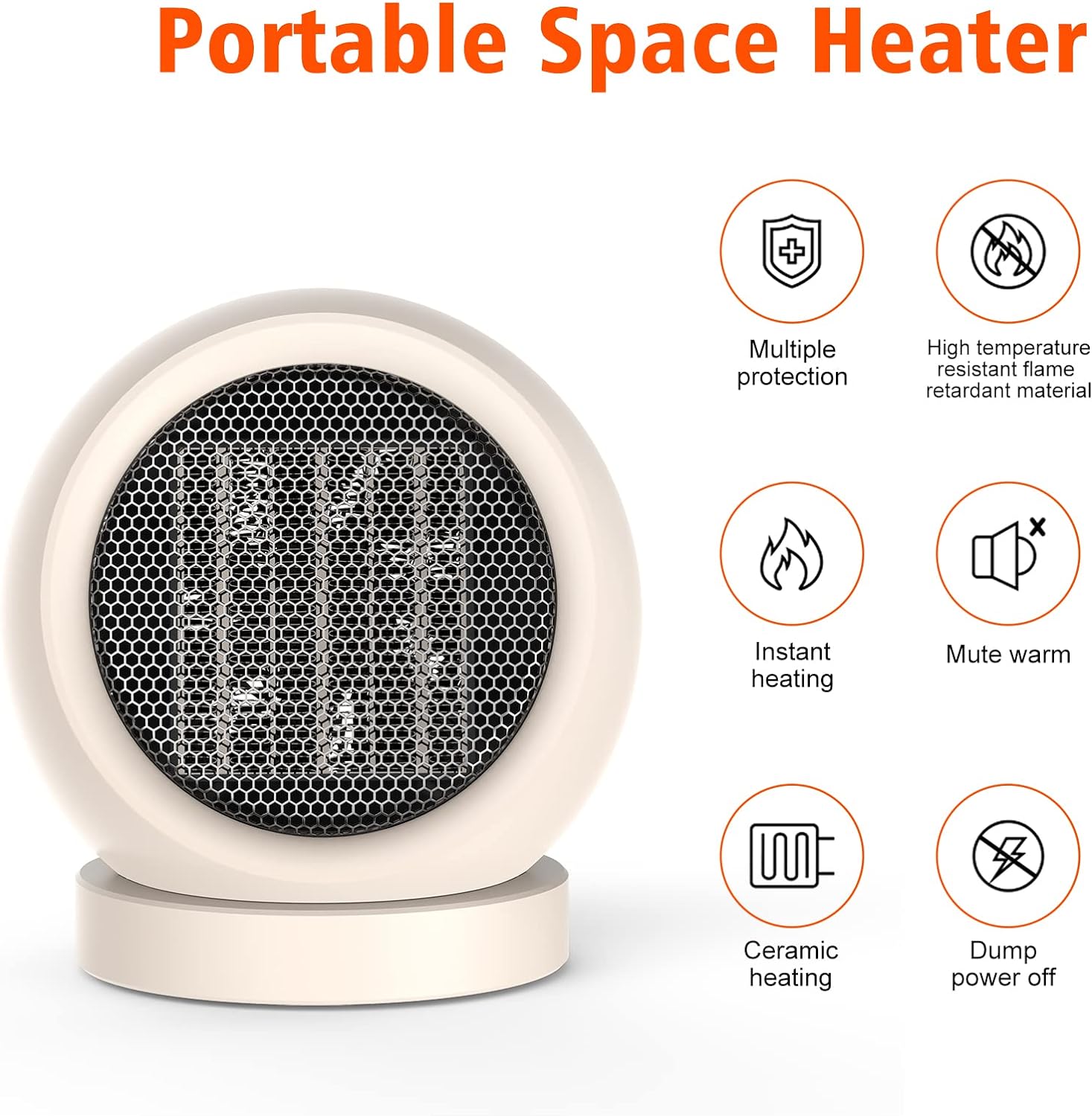Portable Desk Heater 600W Safe Quiet for Home Office