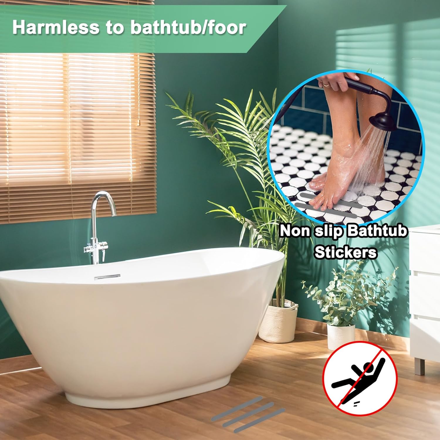 12pcs Gray Anti Slip Bathtub Stickers with Scraper