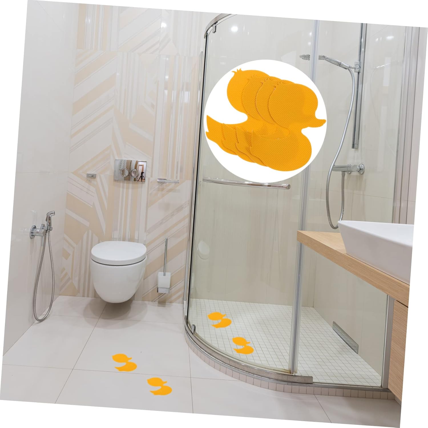 Amosfun 12pcs Non-Slip Bathtub Stickers with Duck Design