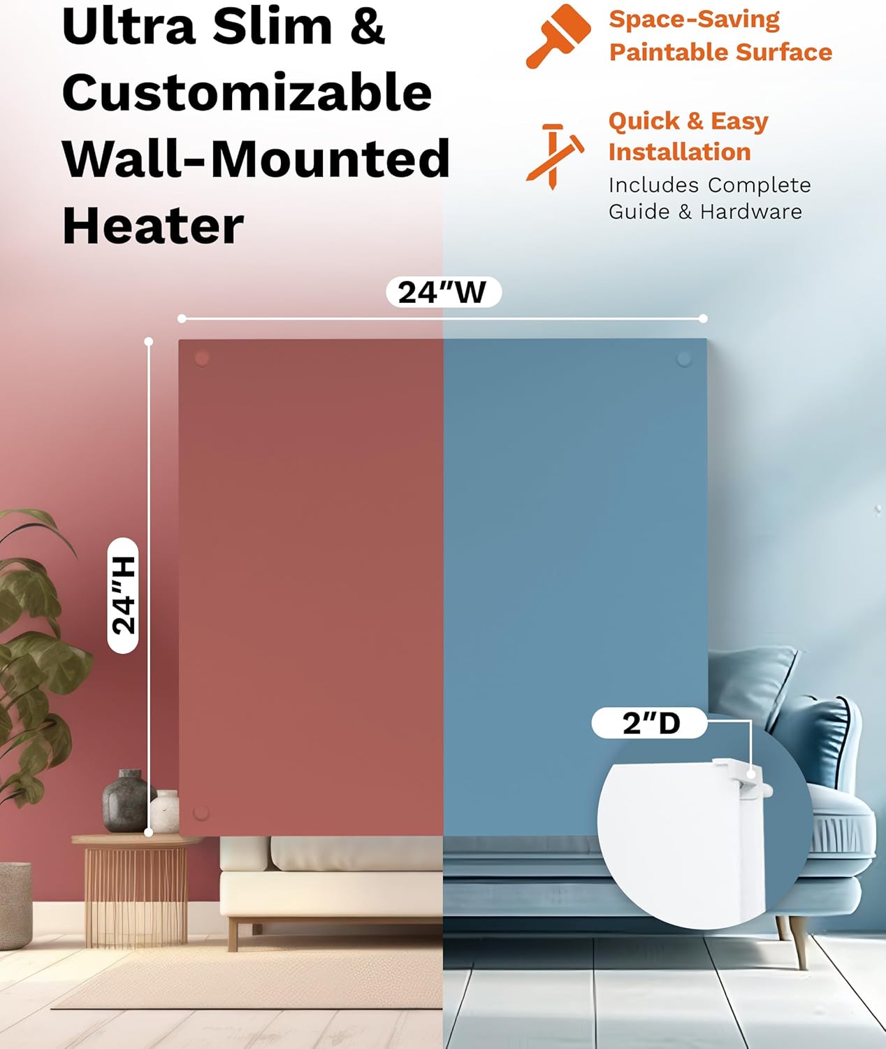 Amaze Heaters Dual Smart 400W Energy Efficient Wall Mount Space Heater
