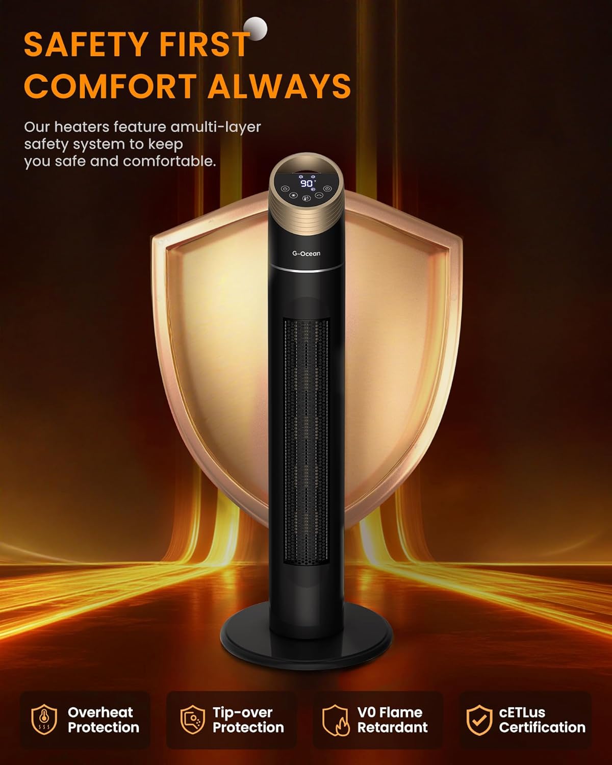 G-Ocean 34 Space Heater with Remote and 12H Timer