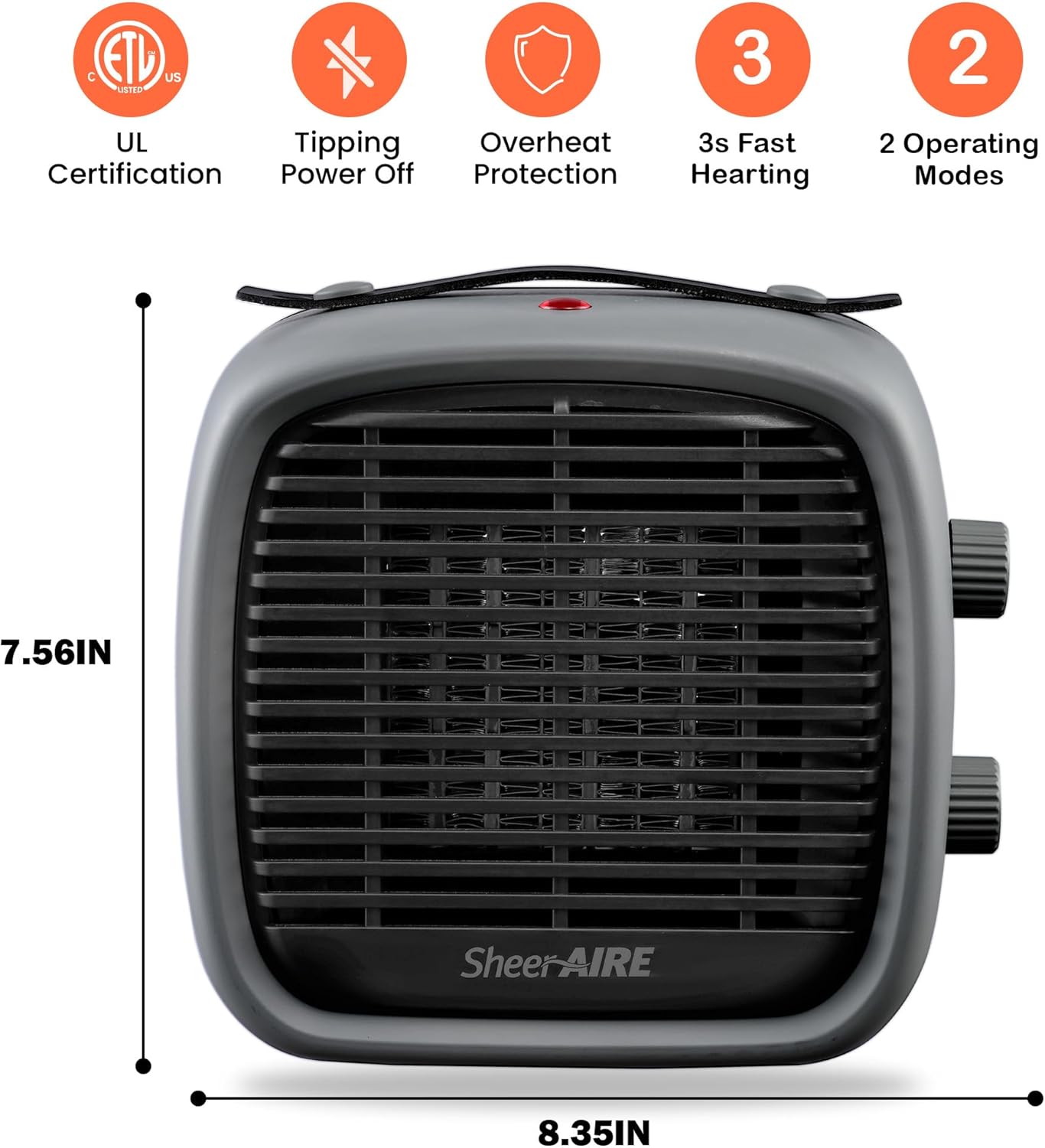 700W 1200W Ceramic Heater with 9 Modes and Handle