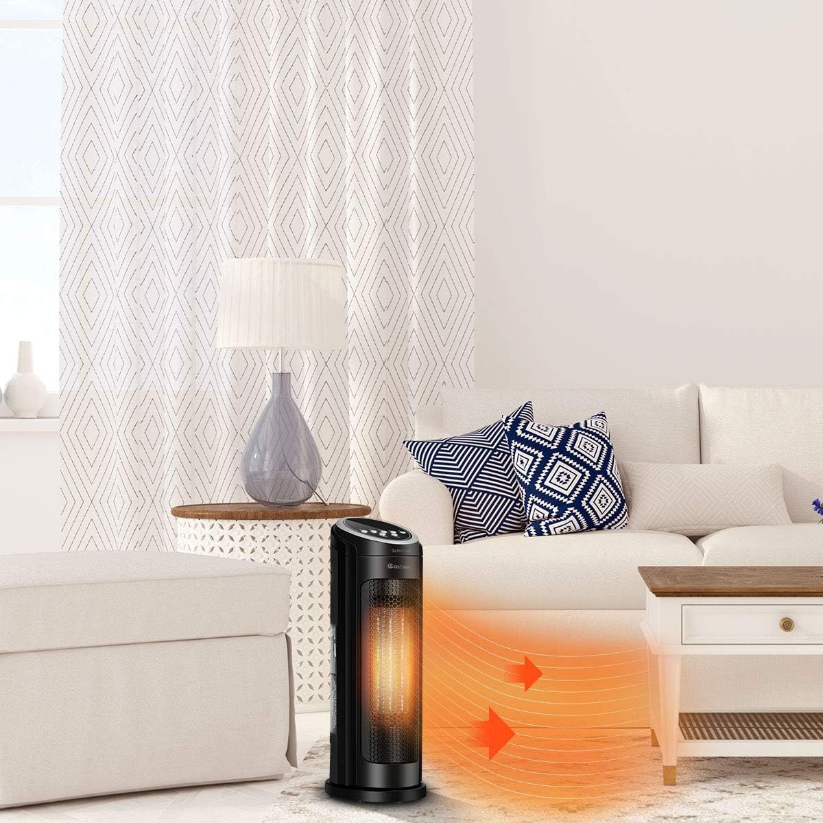 COSTWAY 1500W Oscillating Infrared Heater with Remote and Timer 1