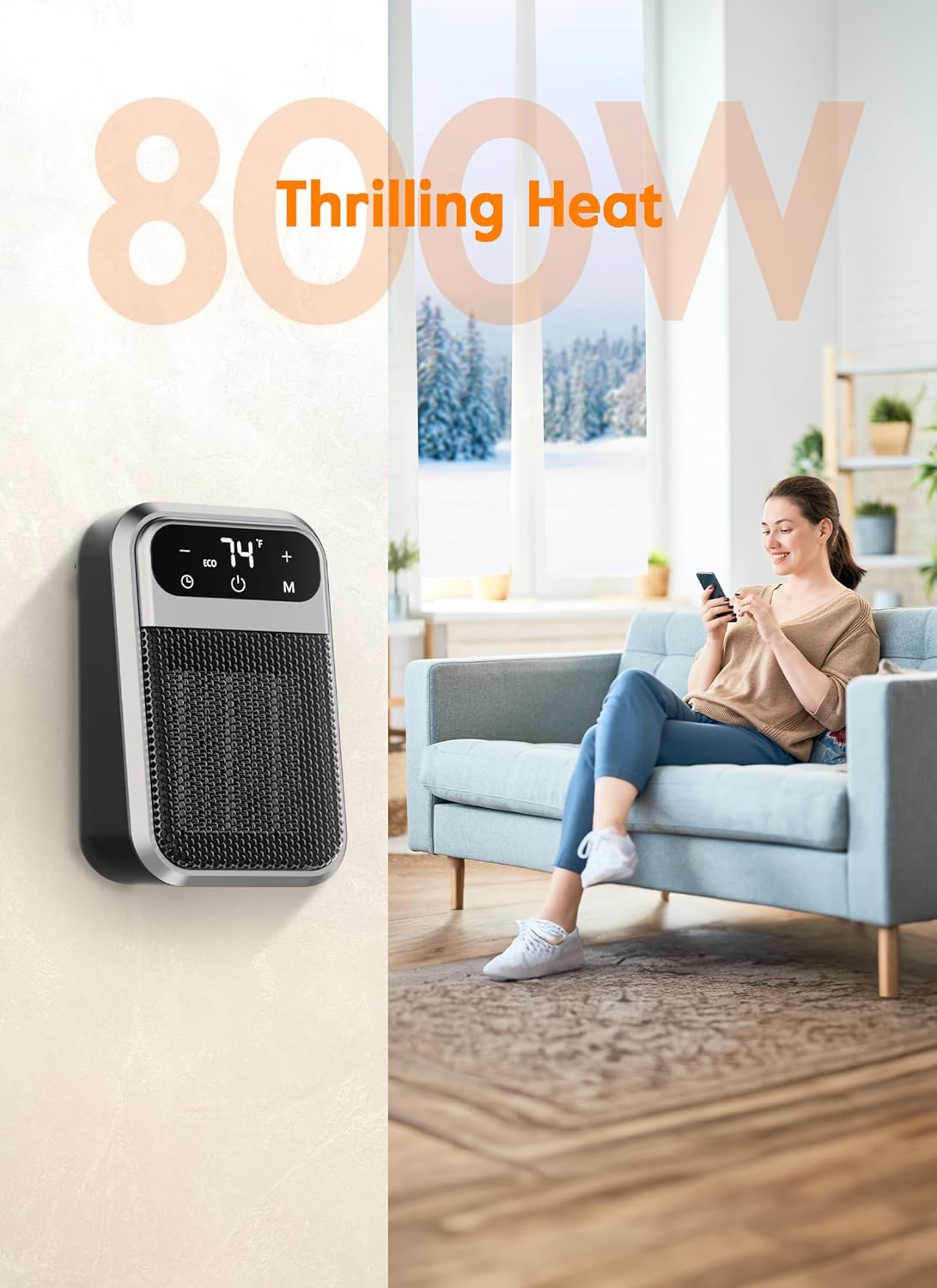 Brightown 800W Wall Heater with Remote and LED Display