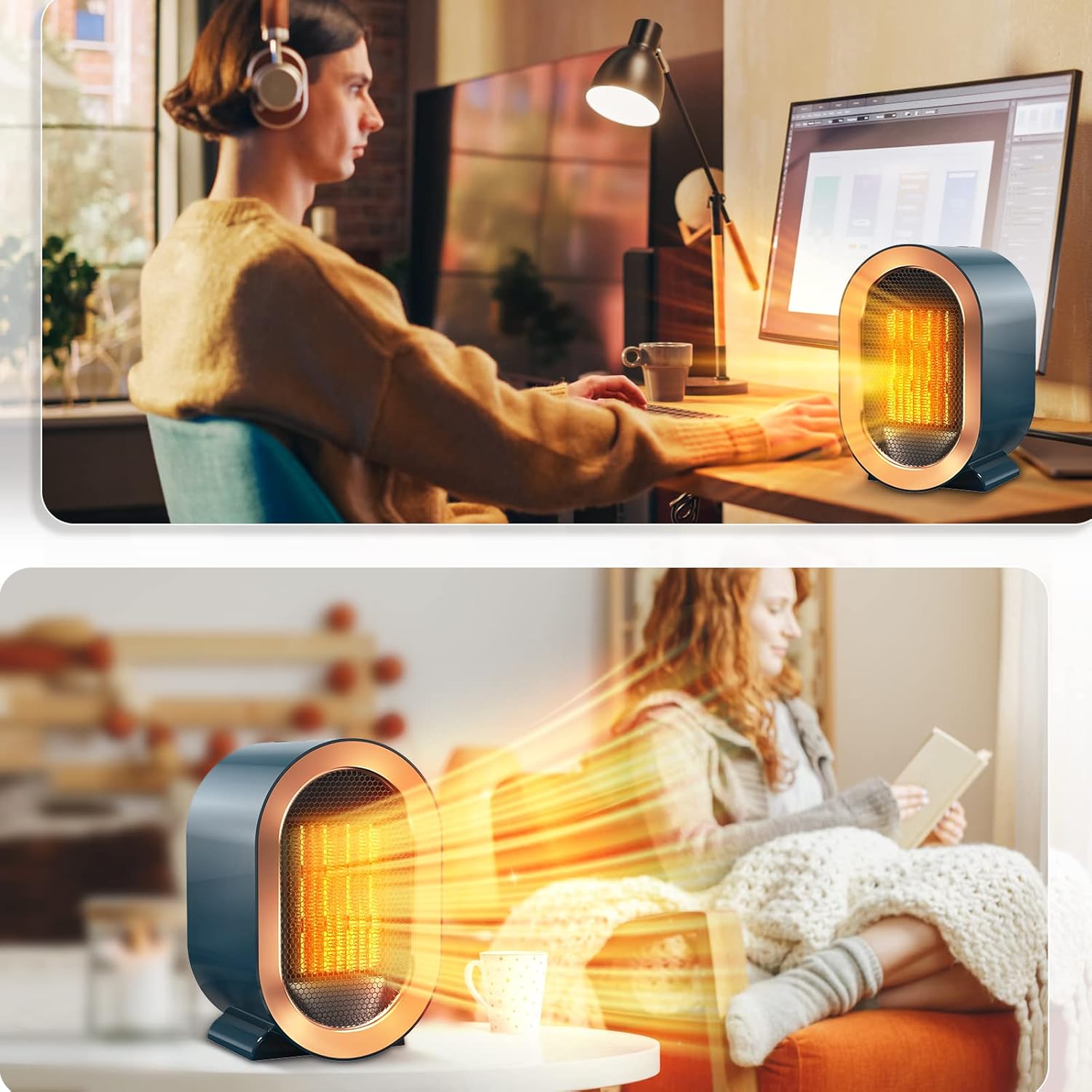 Bubbacare Electric Desk Heater with 2 Heat Settings